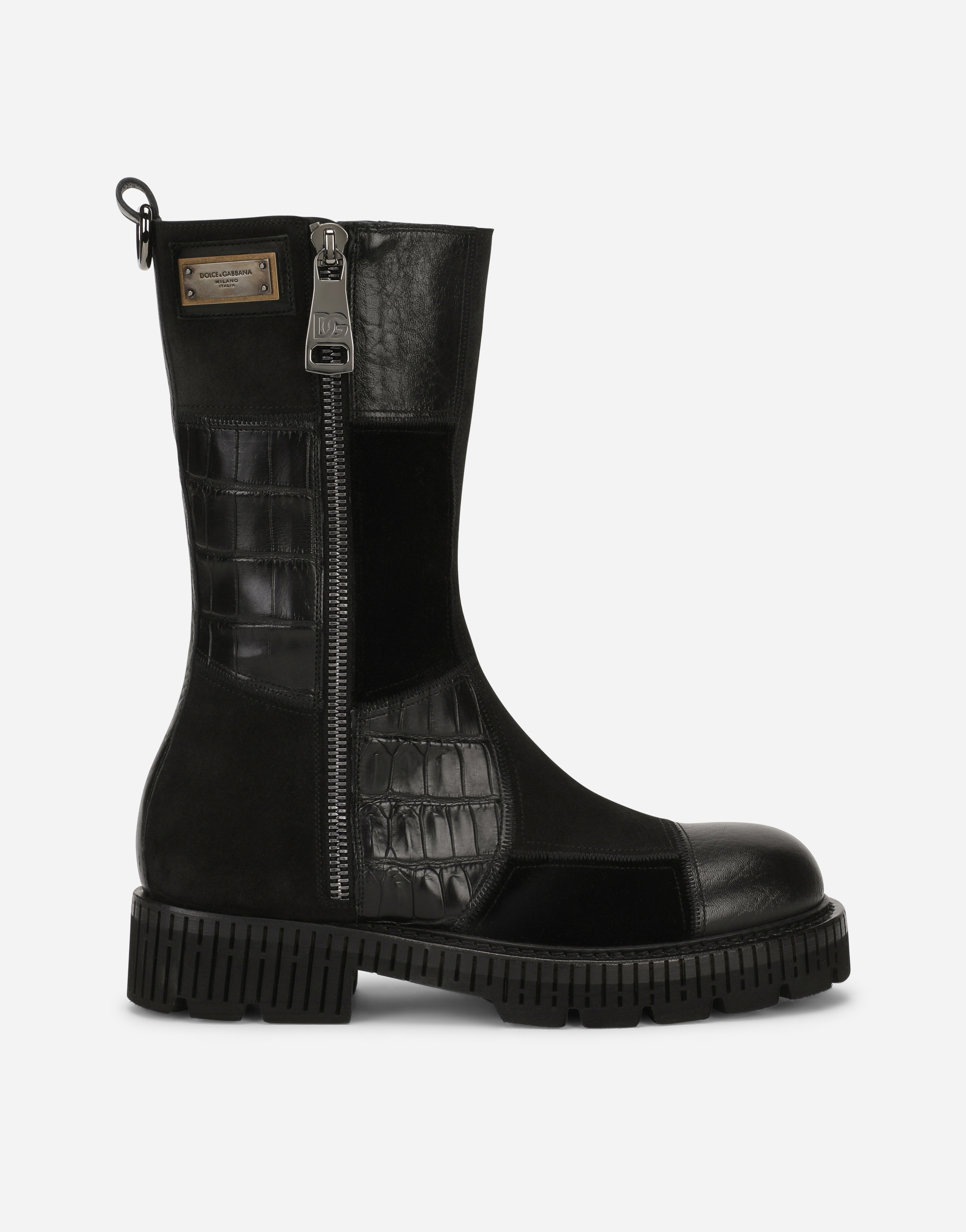 Mixed-materials boots with extra-light sole in Black