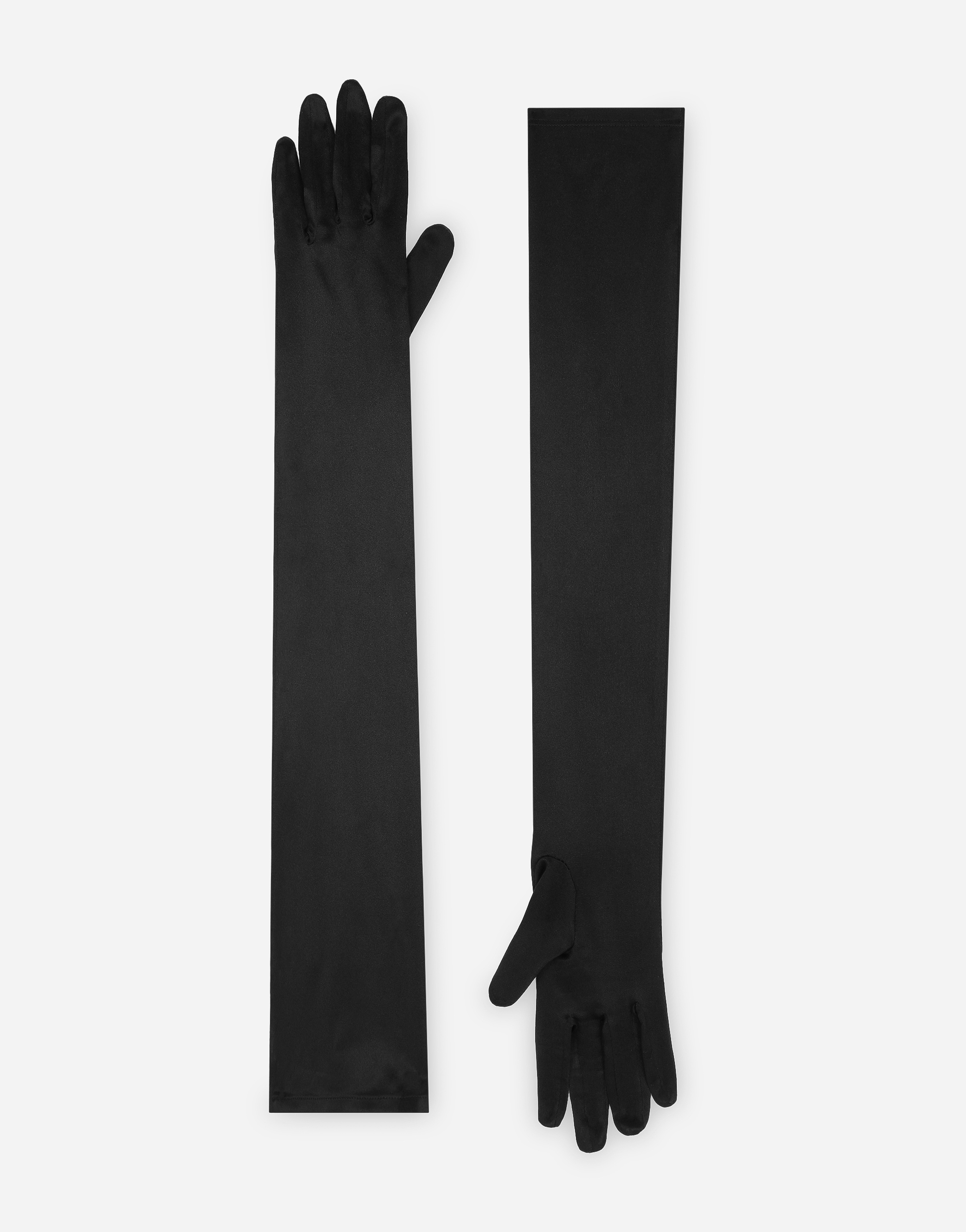 Shop Dolce & Gabbana Long Stretch Satin Gloves In Black