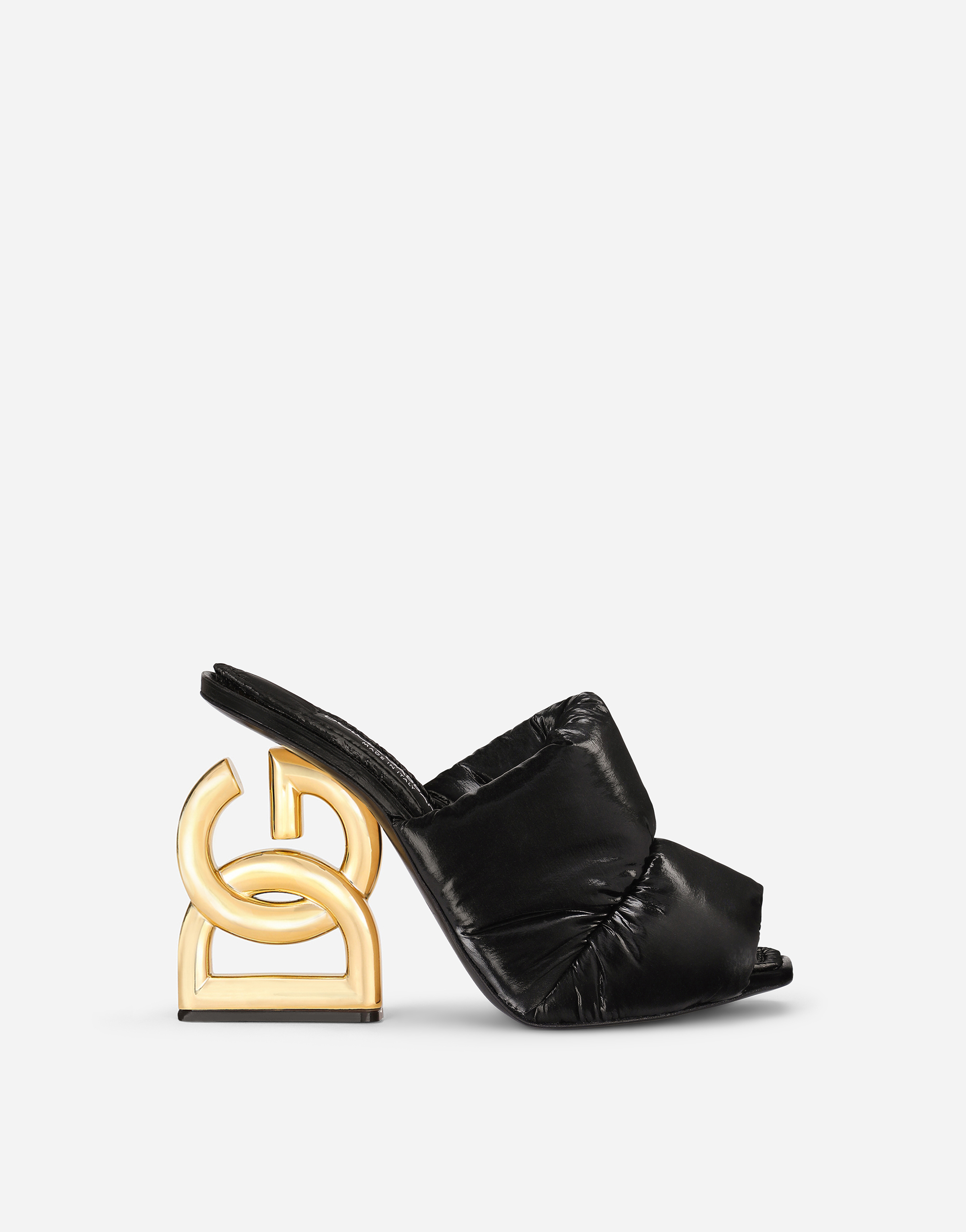 Down-padded mules with 3.5 heel in Black