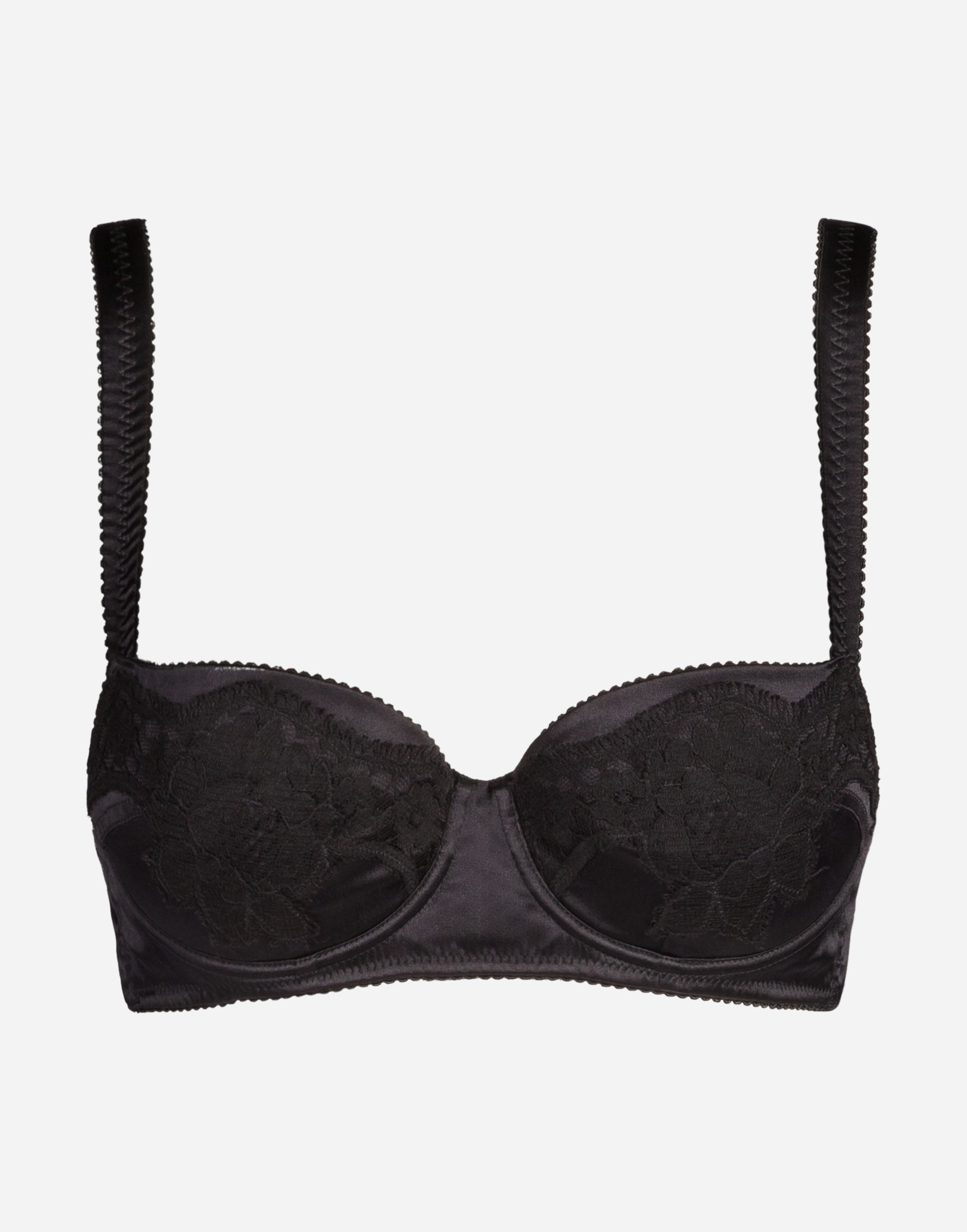 Padded balcony bra in satin with lace