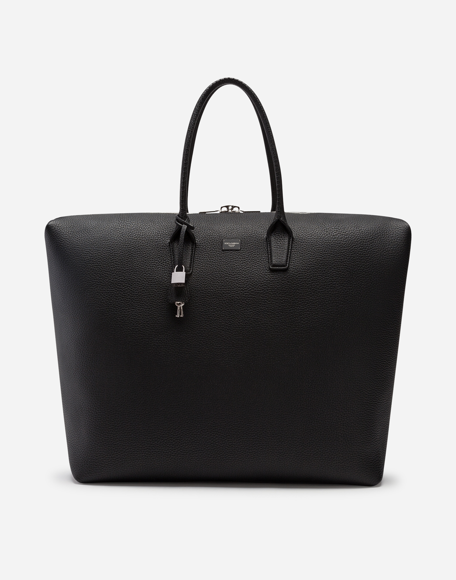 Dolce & Gabbana Calfskin Travel Bag In Black
