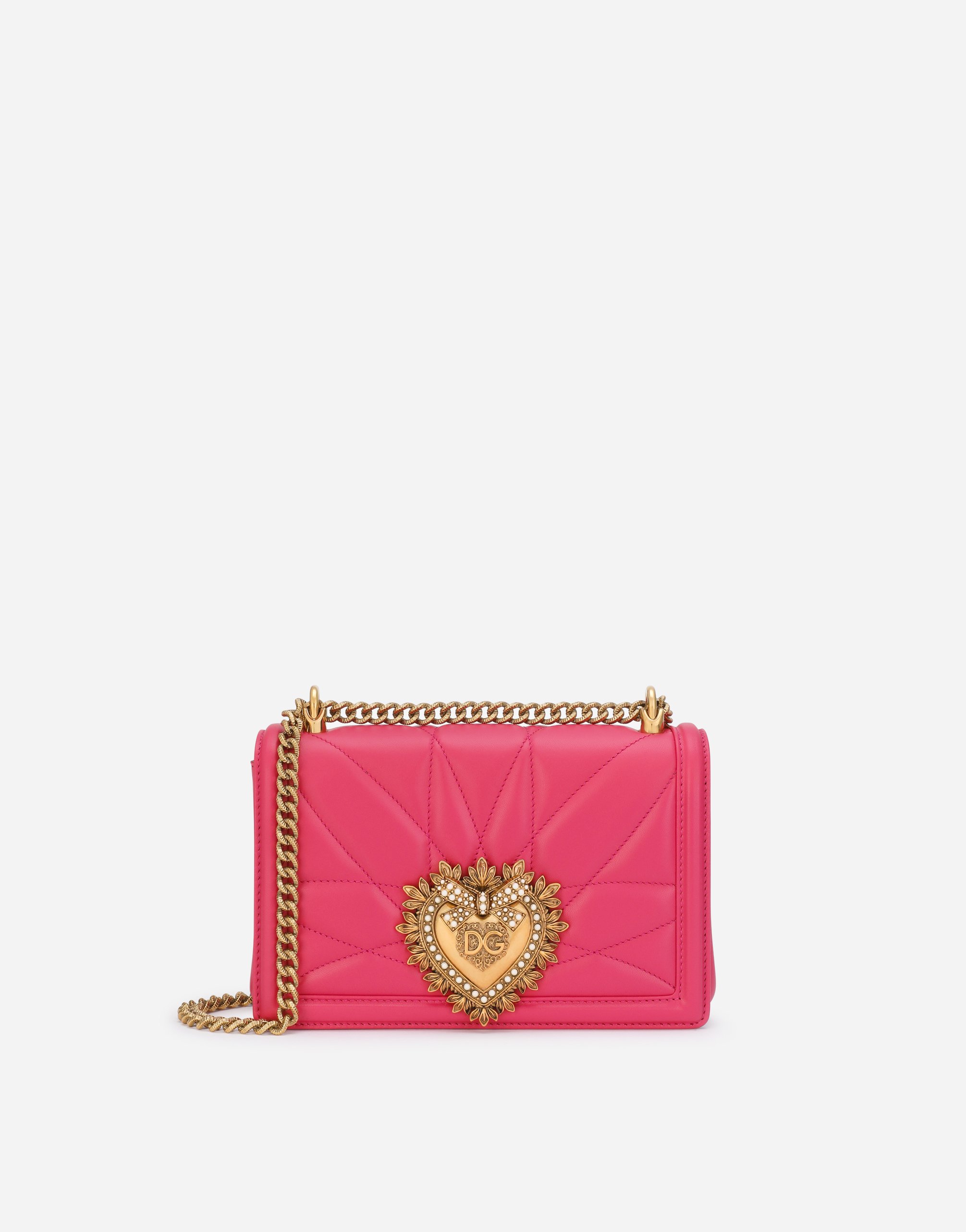 Medium Devotion crossbody bag in quilted nappa leather in Fuchsia