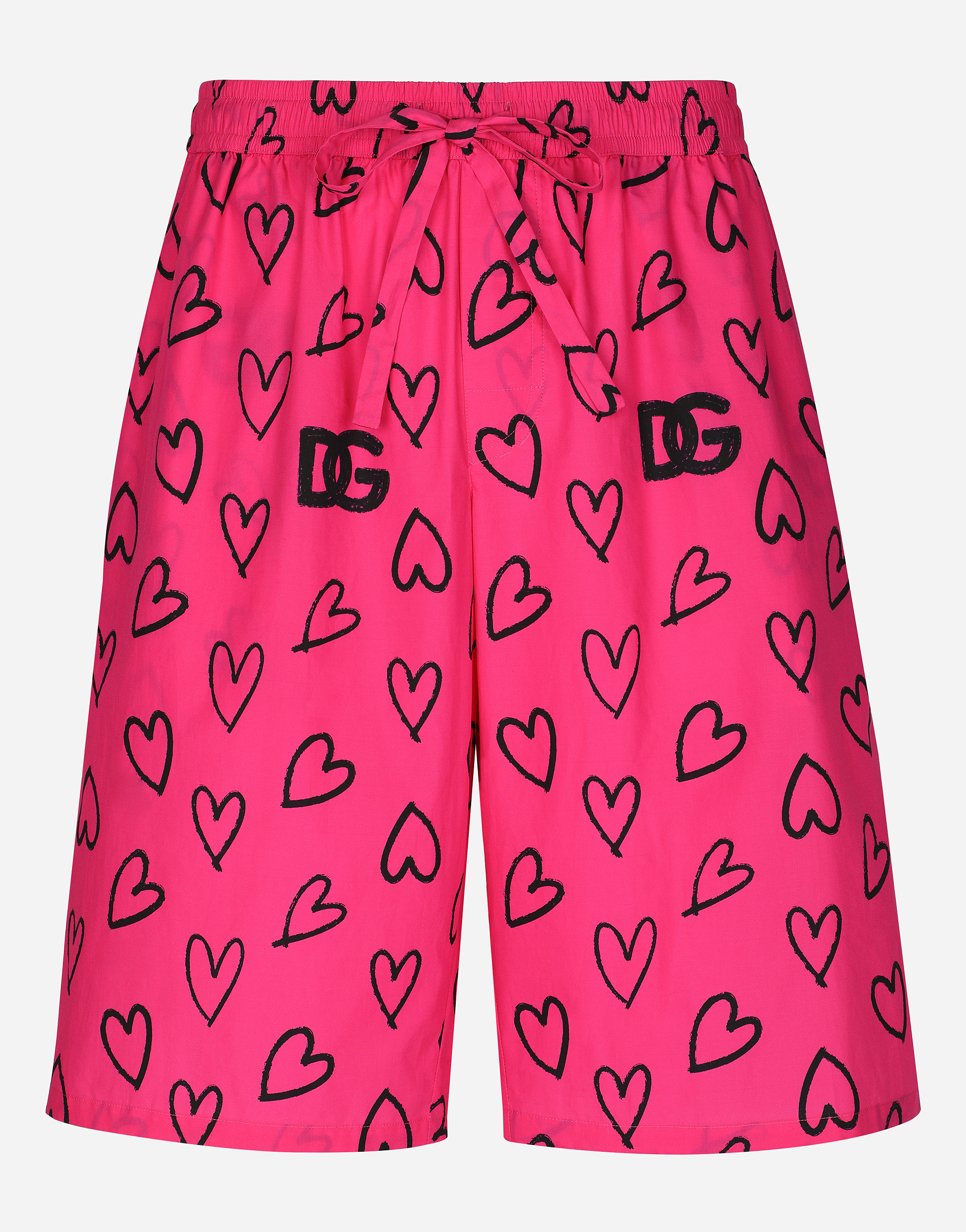 Cotton jogging shorts with DG heart print in Multicolor