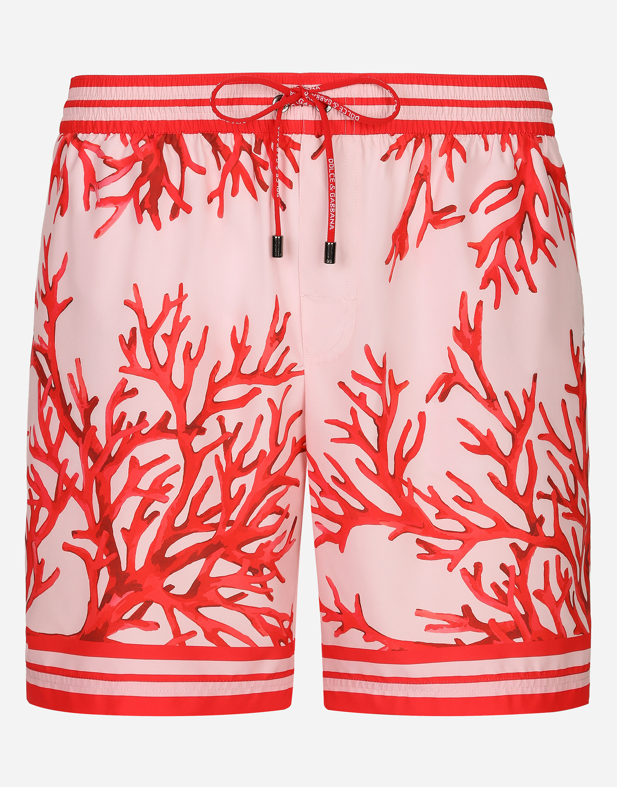 Mid-length swim trunks with coral print in Multicolor