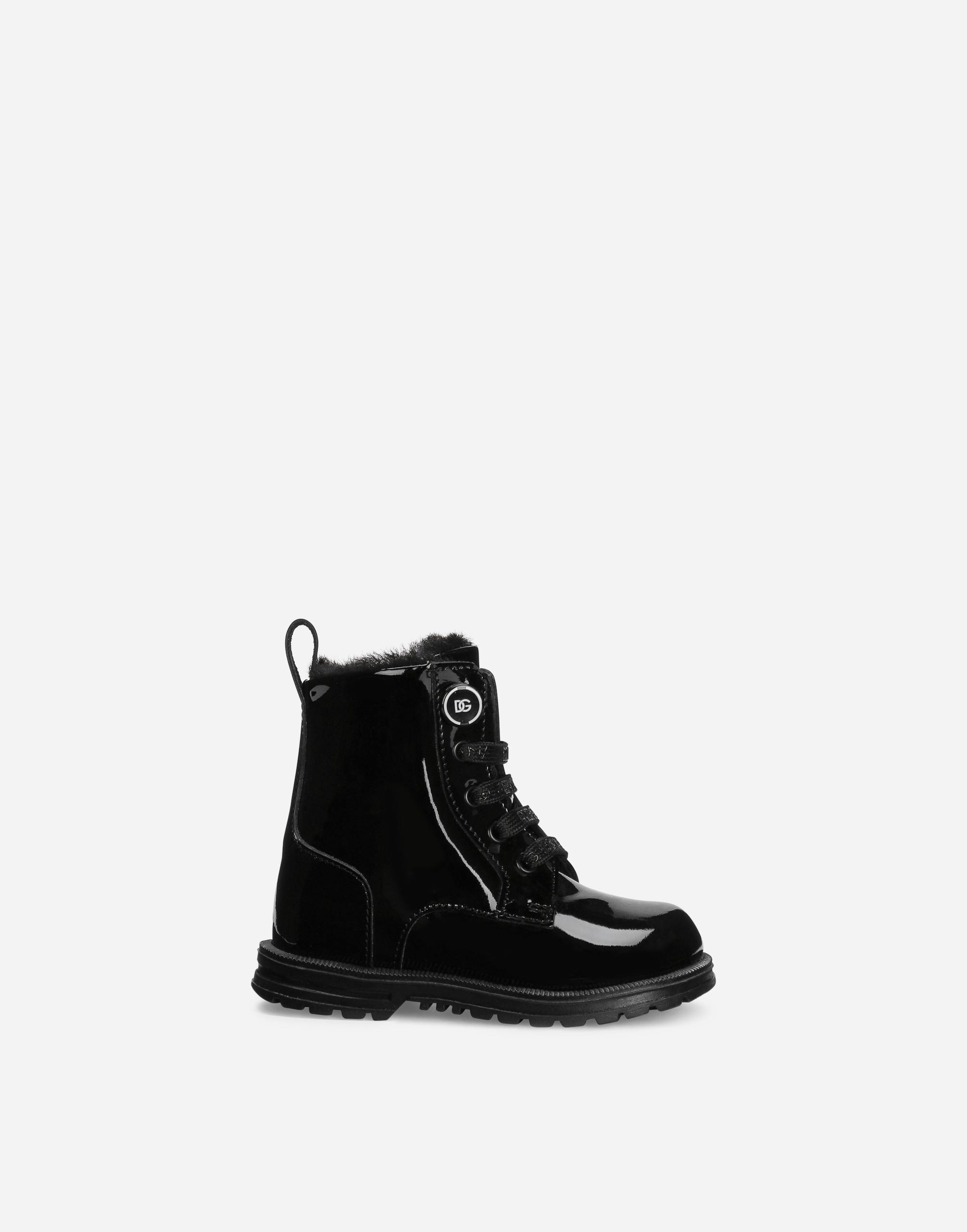 Patent leather combat boots in Black