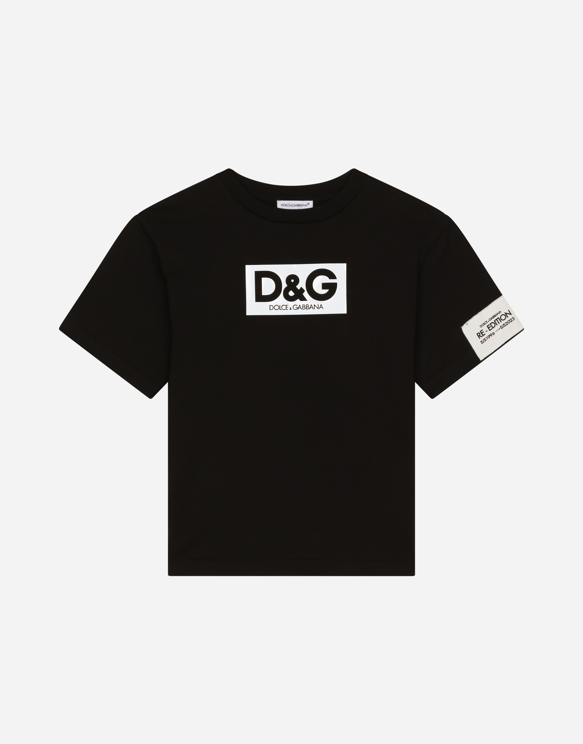 Jersey T-shirt with heat-sealed logo print in Black