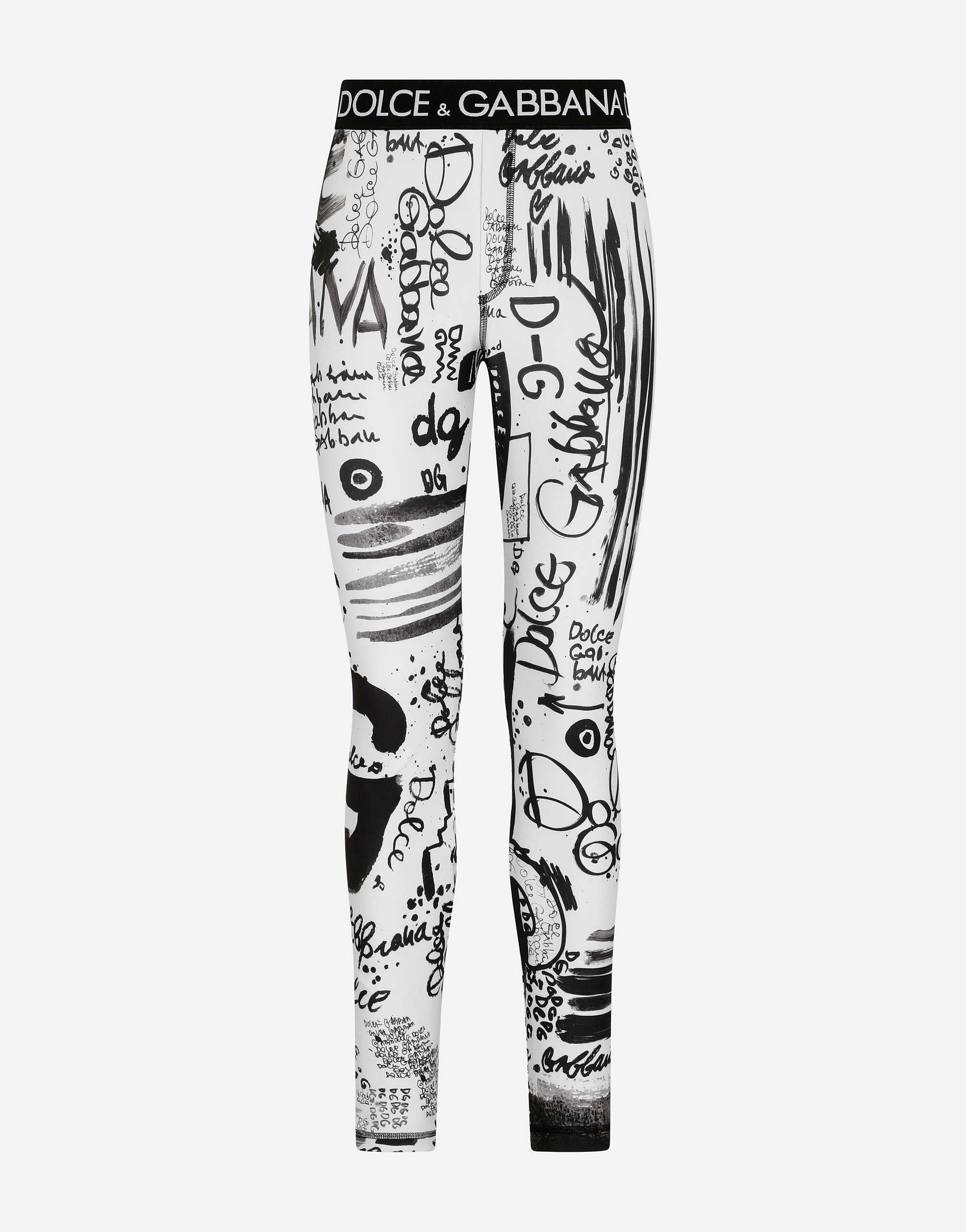 Technical jersey leggings with Dolce&Gabbana print in Multicolor