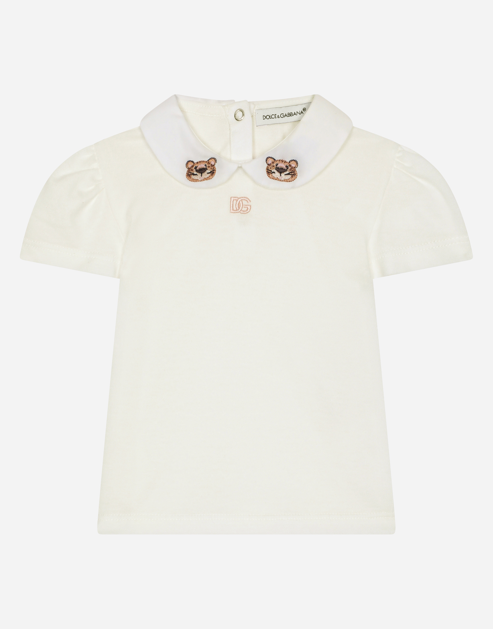 Dolce & Gabbana Jersey T-shirt With Baby Leopard Embroidery In White