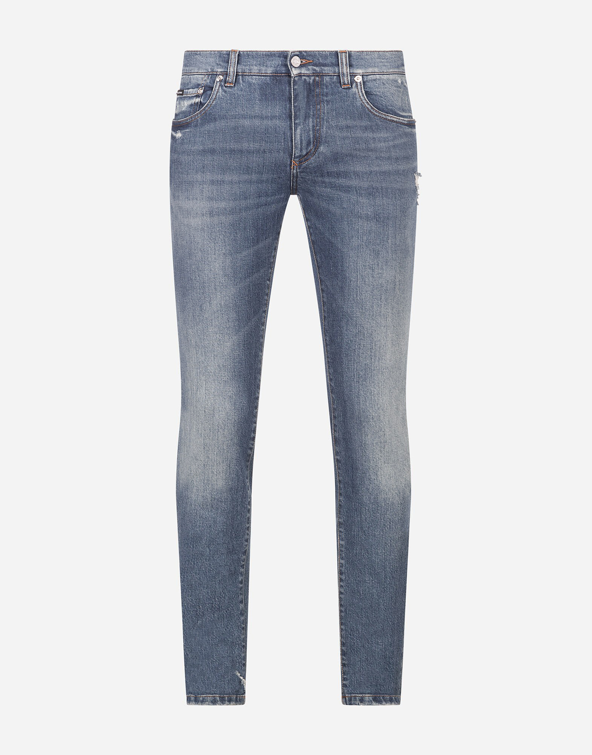 Stretch skinny jeans with small abrasions in Blue