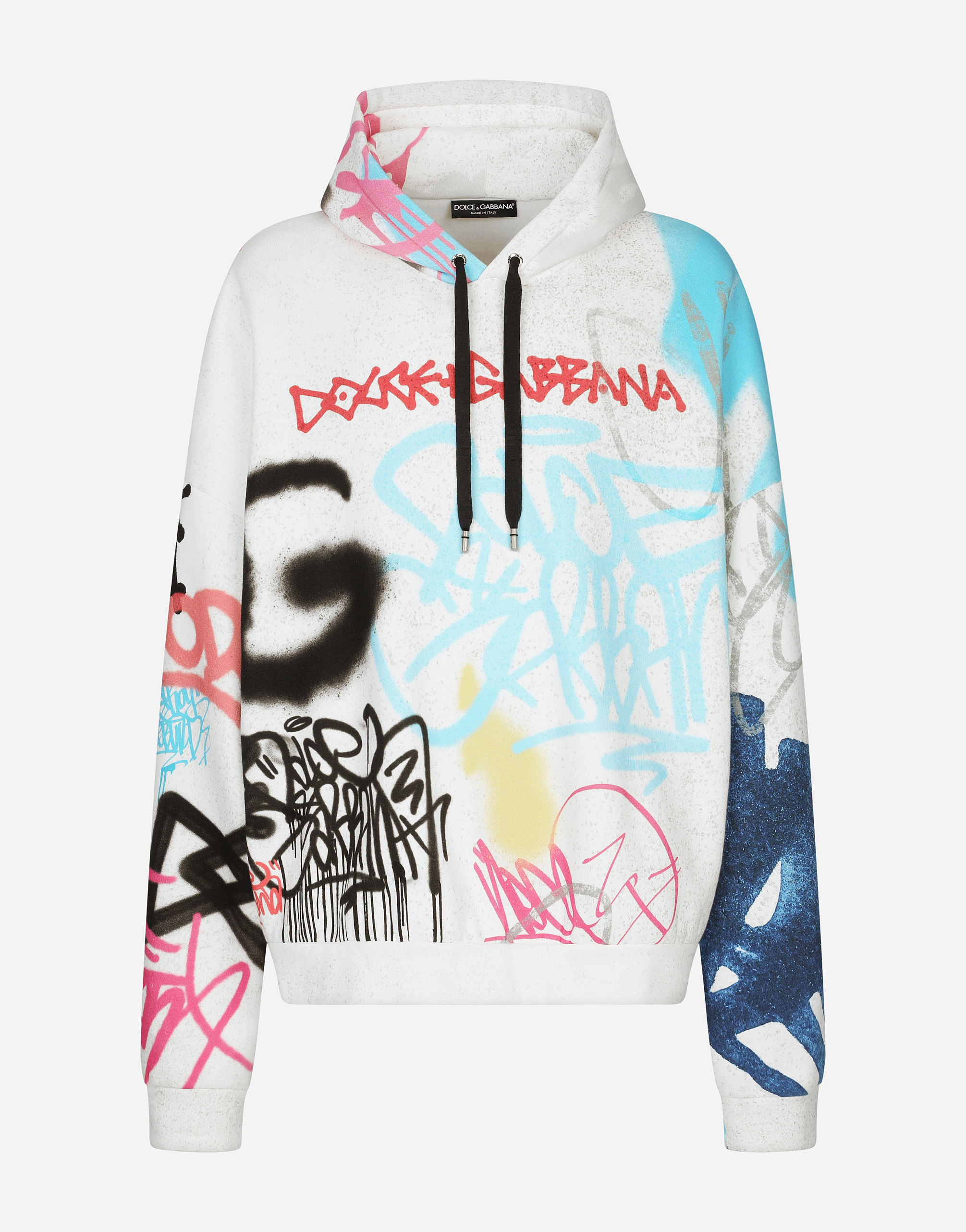 Hoodie with spray-paint graffiti print in Multicolor
