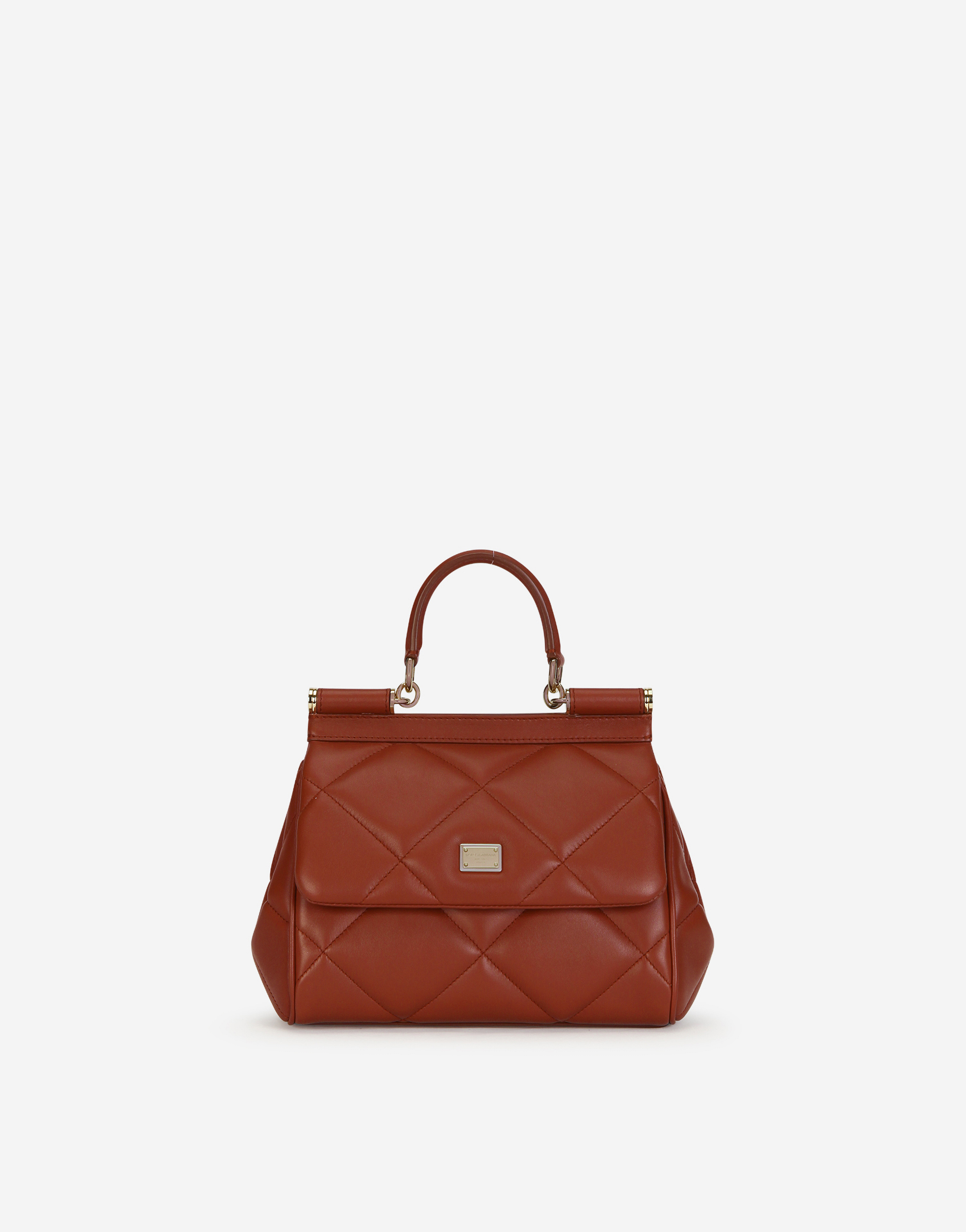 Small Sicily bag in quilted calfskin in Brown