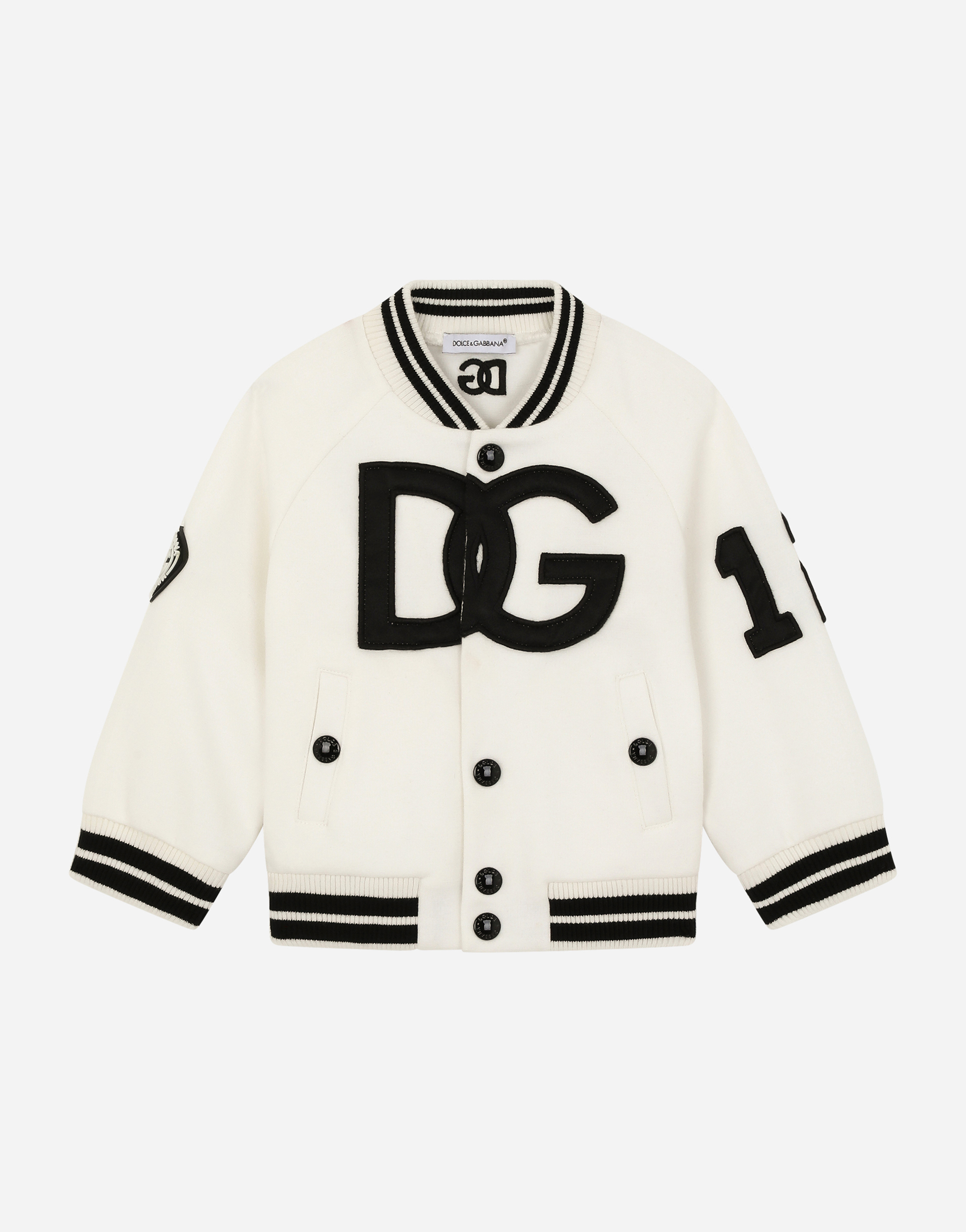 Jersey sweatshirt with DG logo patch and buttons in White