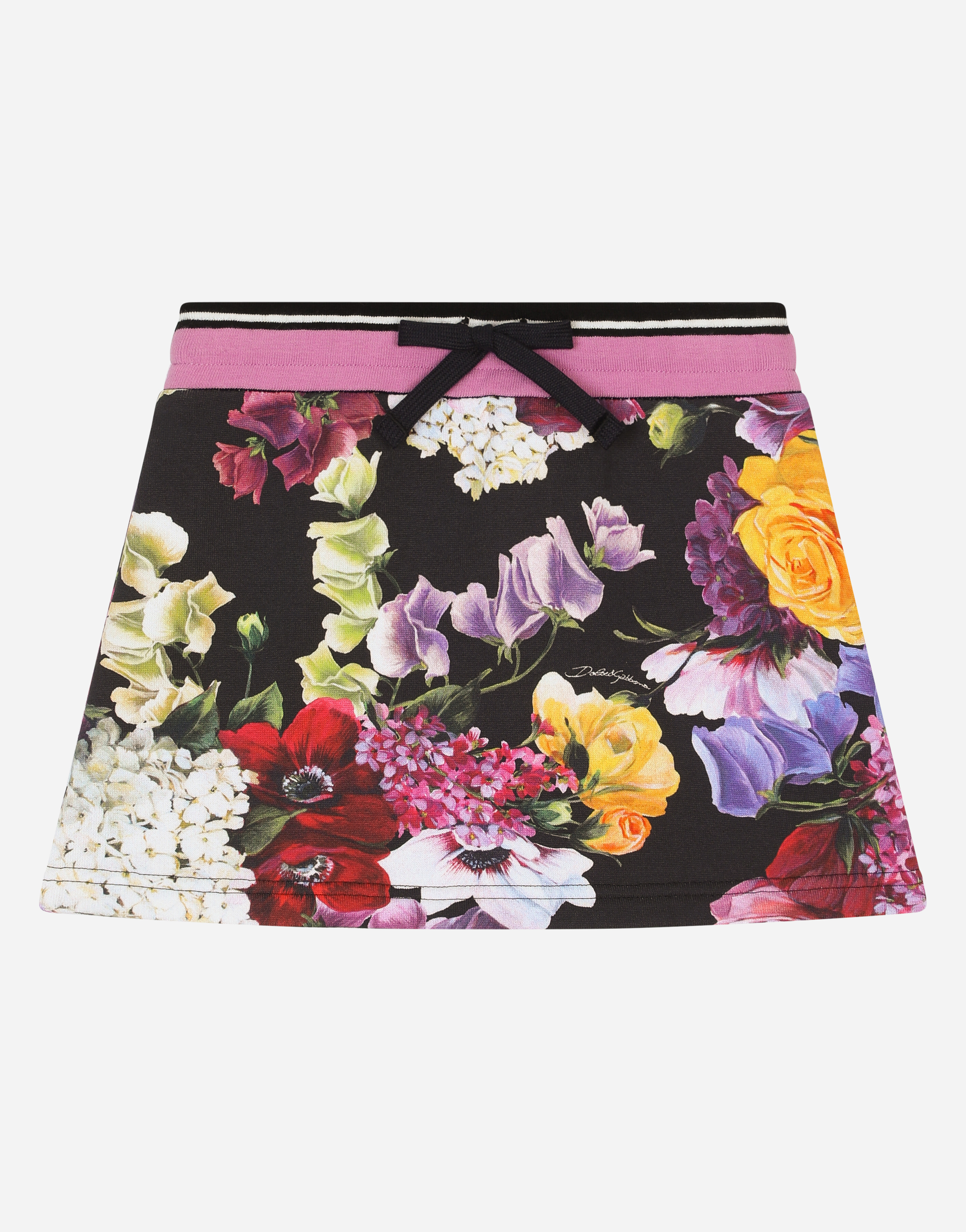 Short jersey skirt with hydrangea print in Multicolor