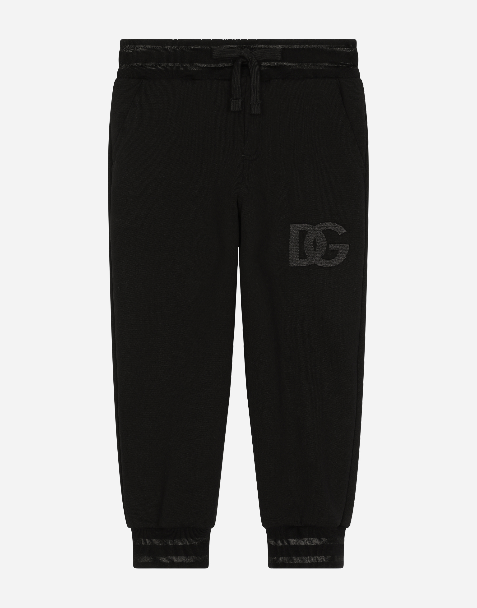 Jersey jogging pants with DG logo embroidery in Black