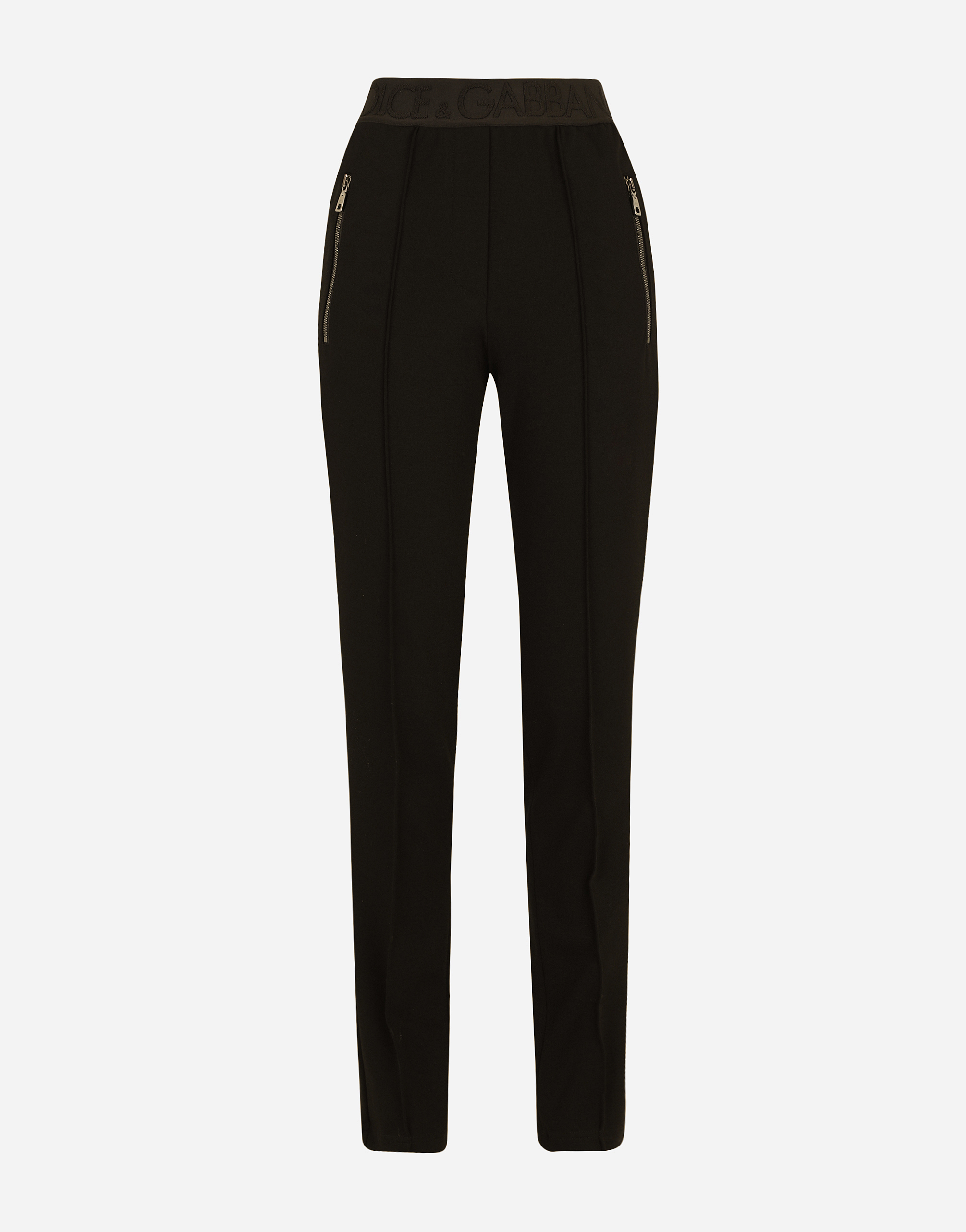 Jersey pants with branded elastic in Black