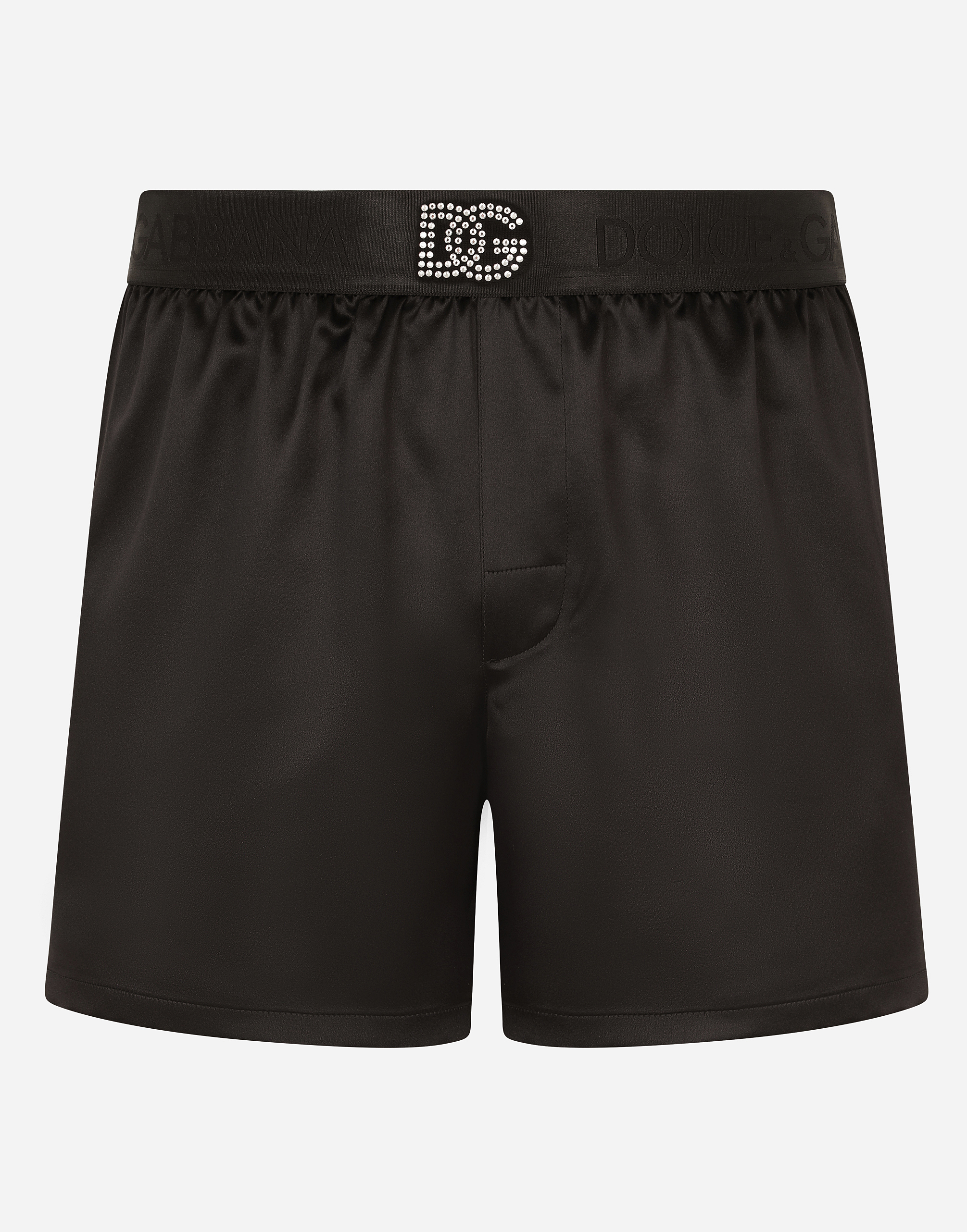 Silk shorts with DG logo and sleep mask in Black