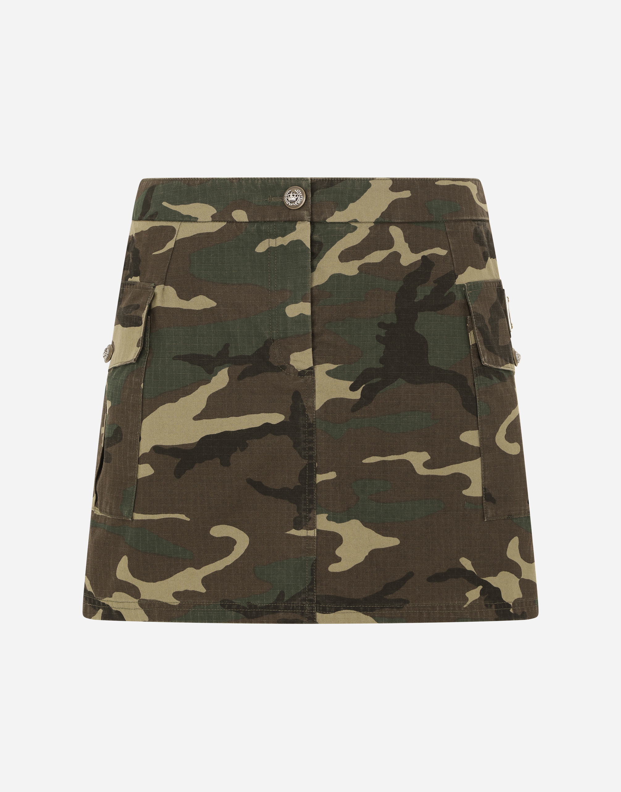 Short cotton skirt with camouflage print in Multicolor