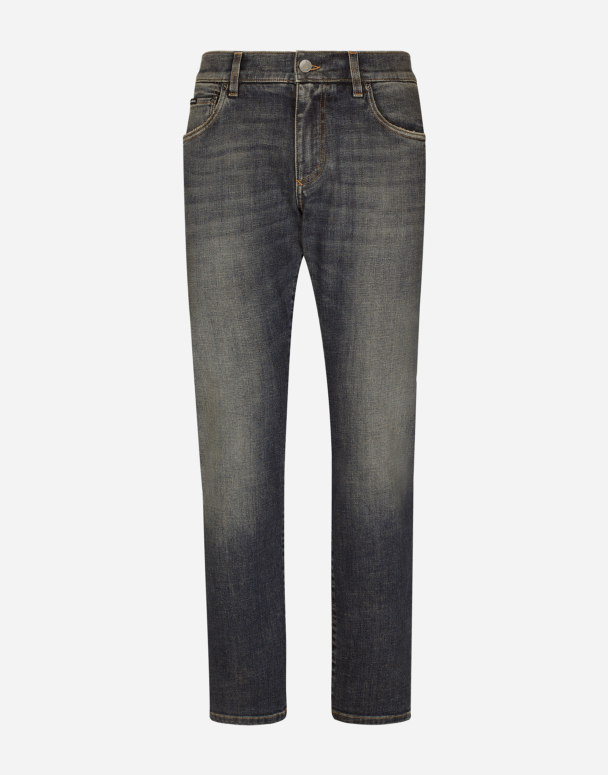 Light blue wash slim-fit stretch jeans in Multicolor
