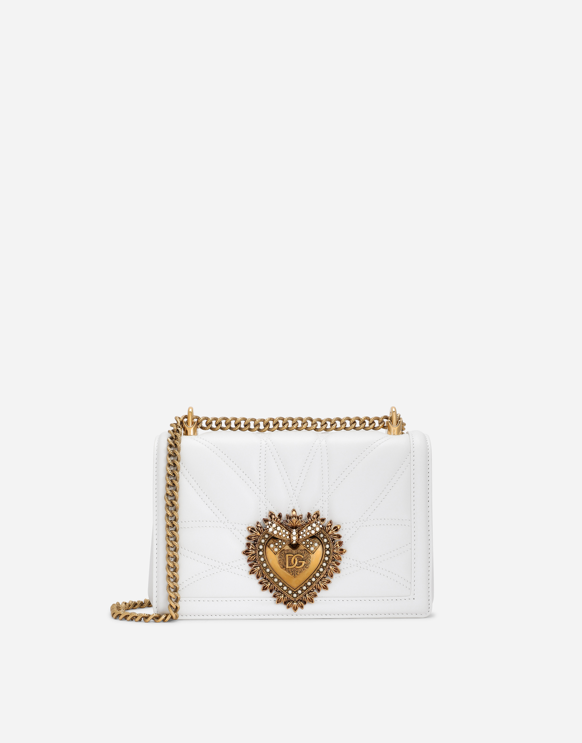 Medium Devotion bag in quilted nappa leather in White