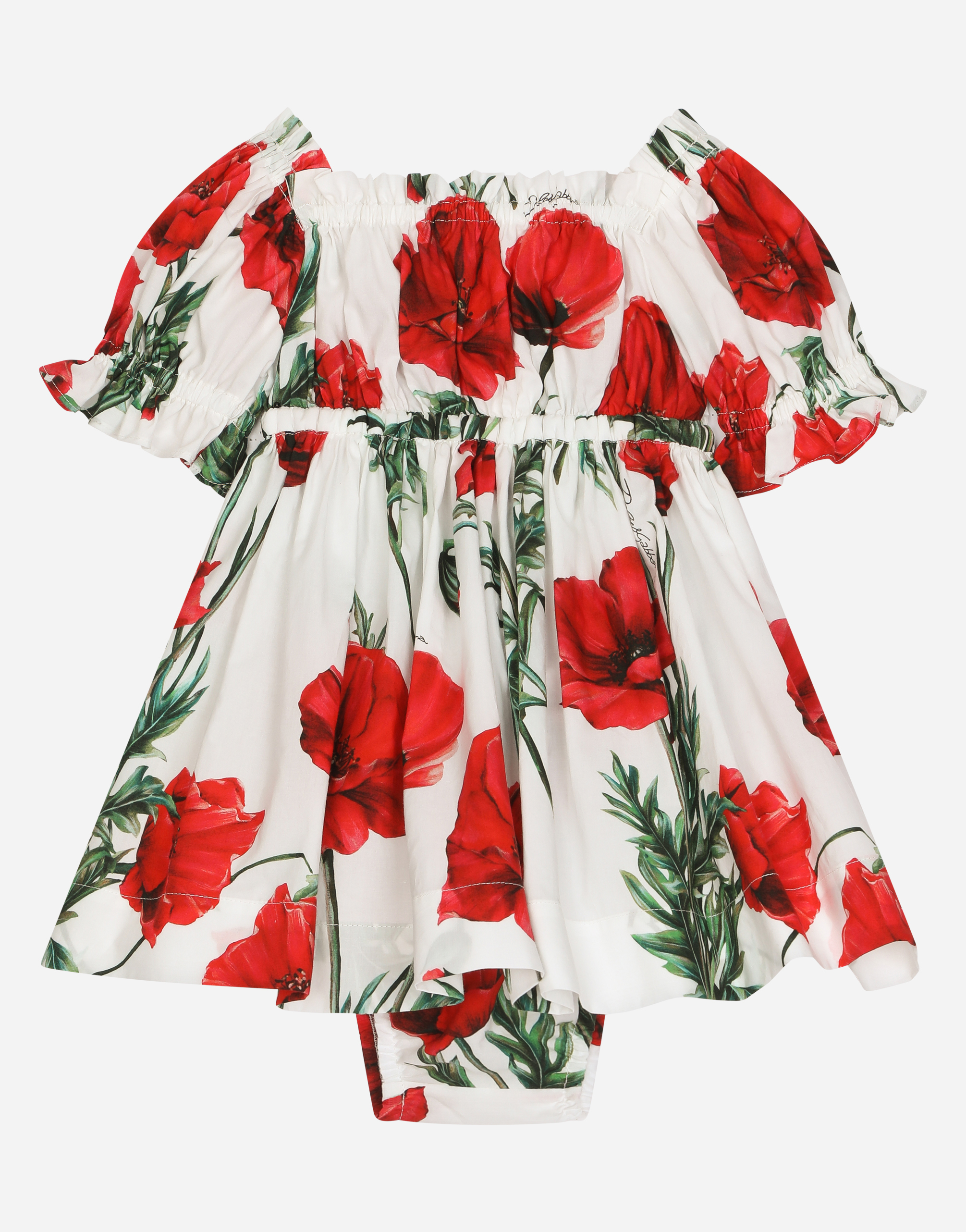 Poppy-print poplin dress in Multicolor