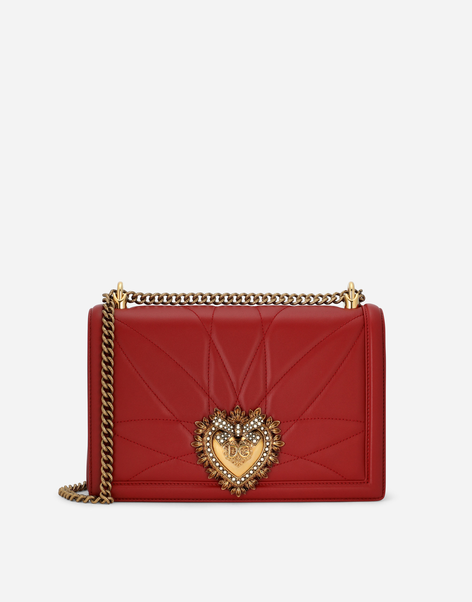 Large matelassé nappa leather Devotion bag in Red