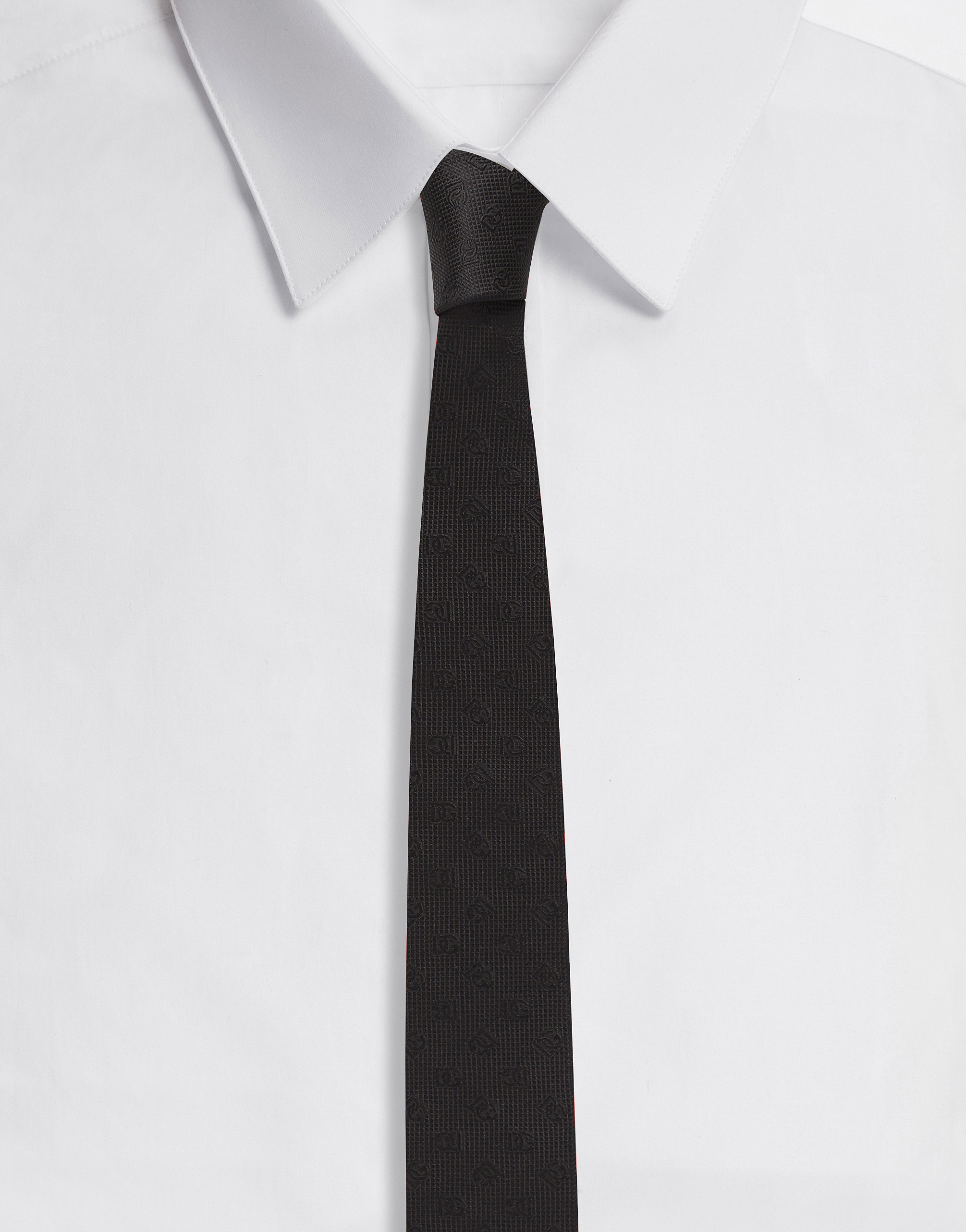 6-cm tie-design silk jacquard blade tie in Black