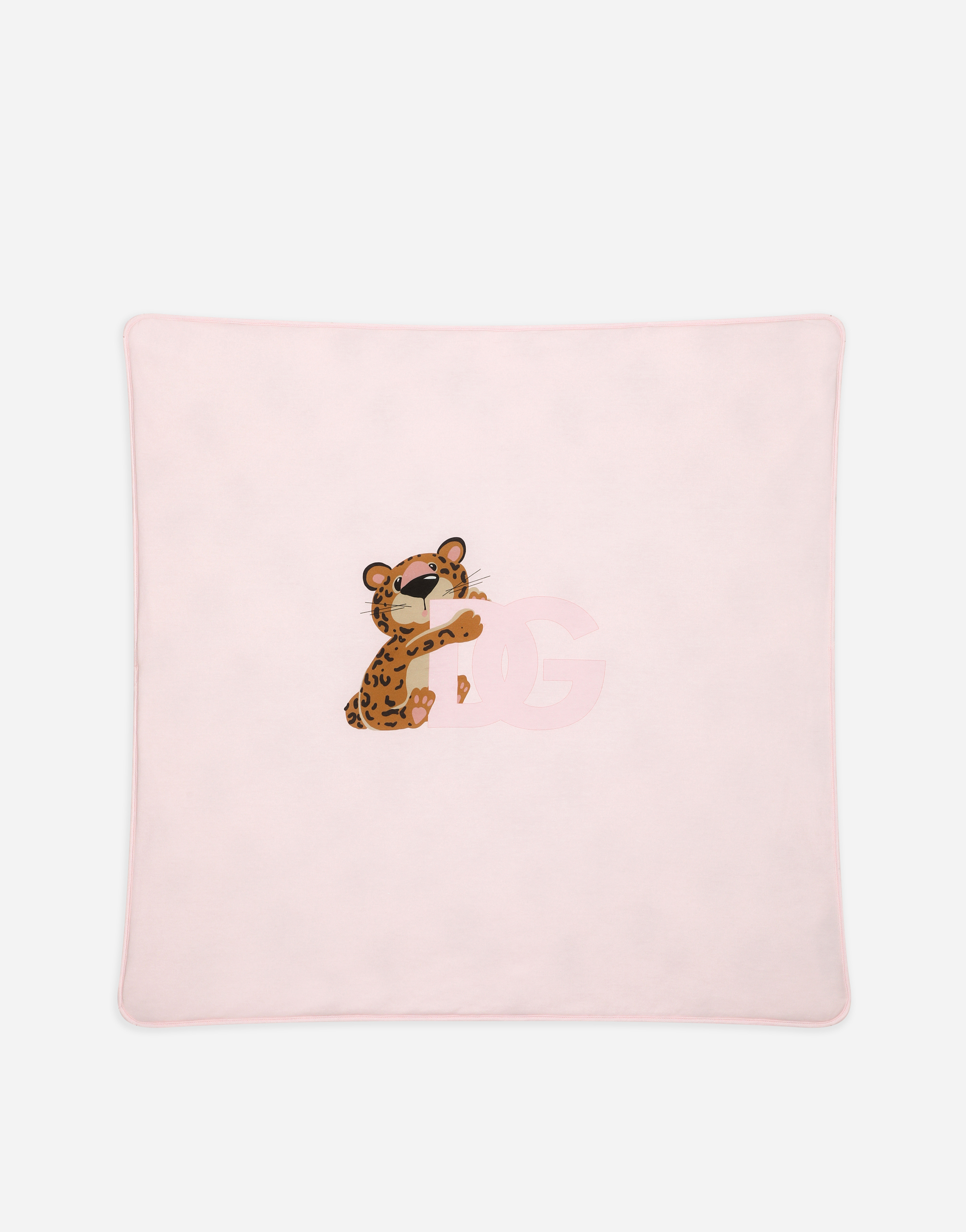 Baby leopard-print jersey blanket in Pink