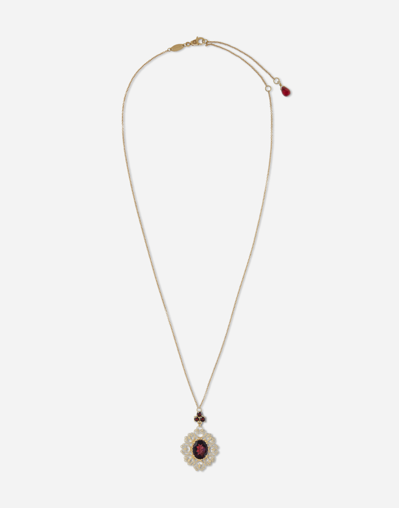 Barocco pendant in yellow gold with rhodolite garanets in Gold