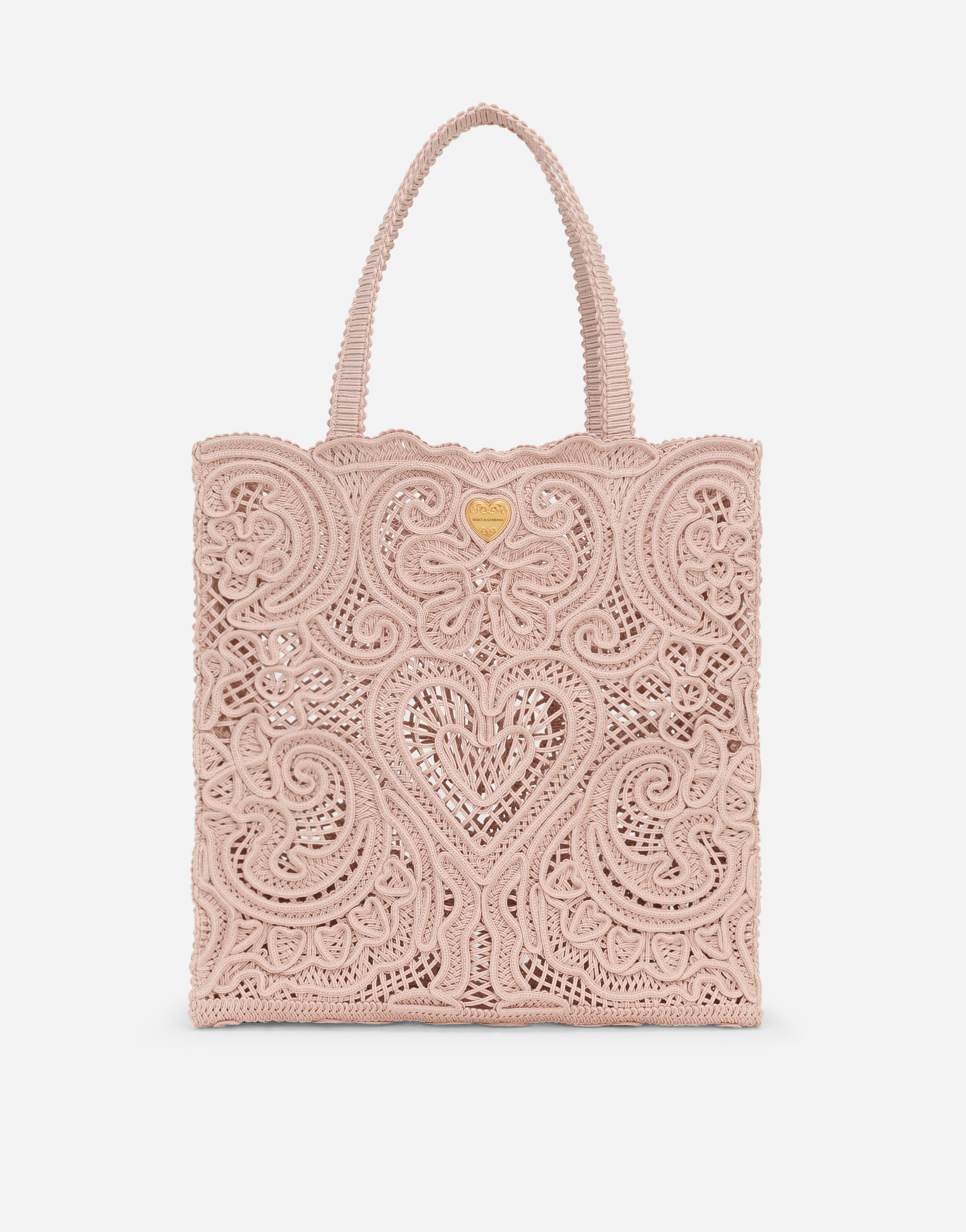 Medium cordonetto lace Beatrice shopper in Pale Pink