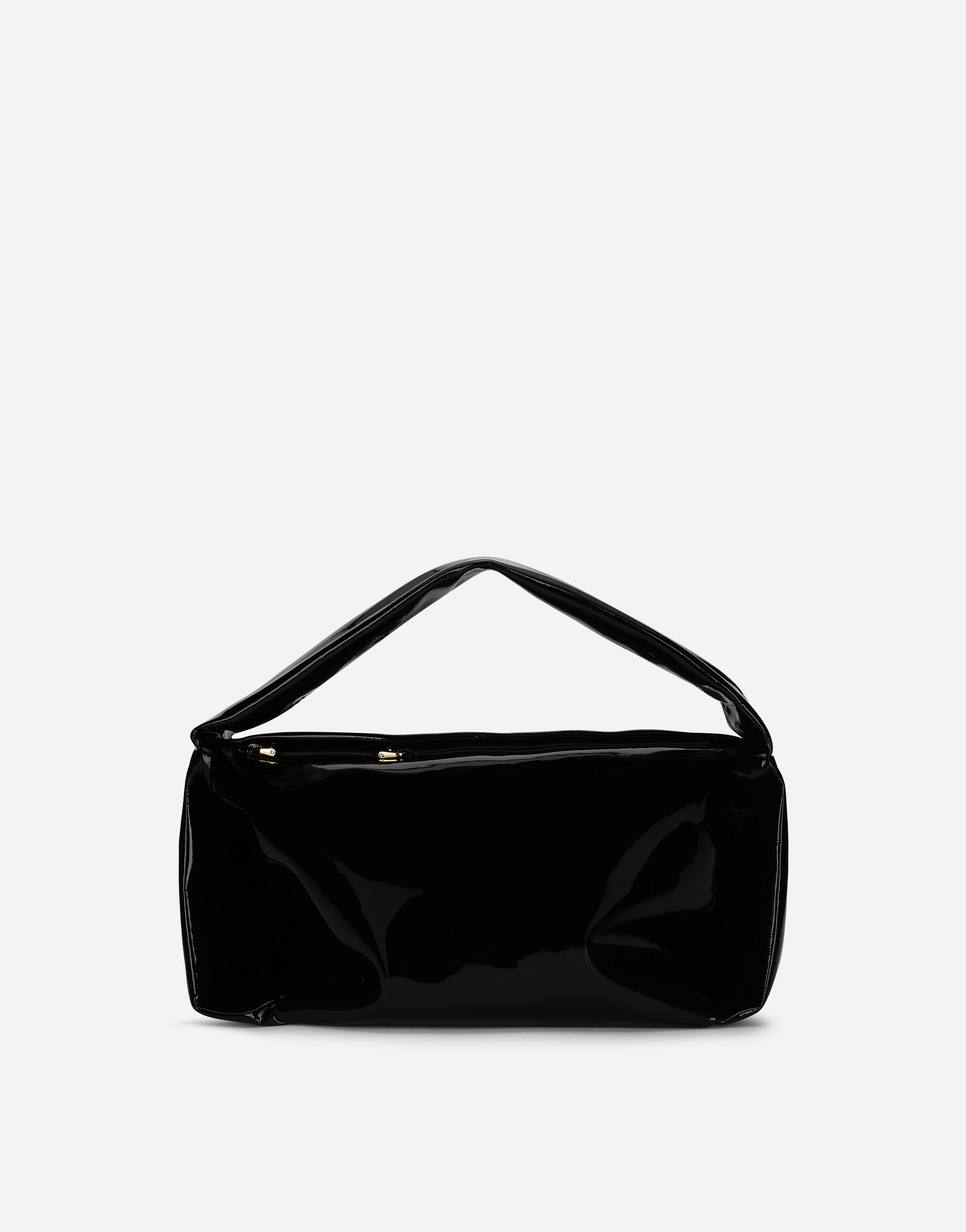 Patent leather Soft bag with branded tag in Black