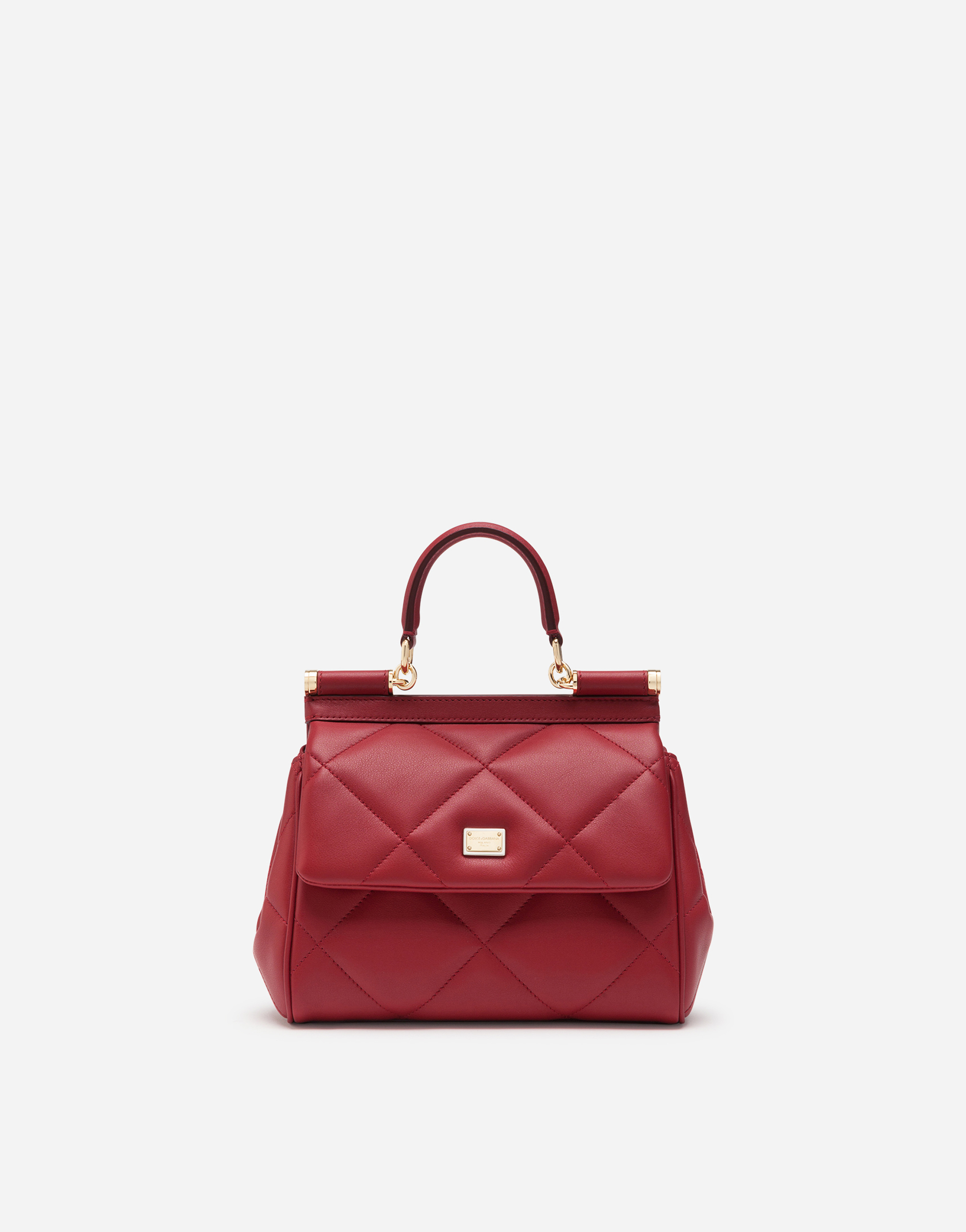 Small Sicily bag in quilted calfskin in Red