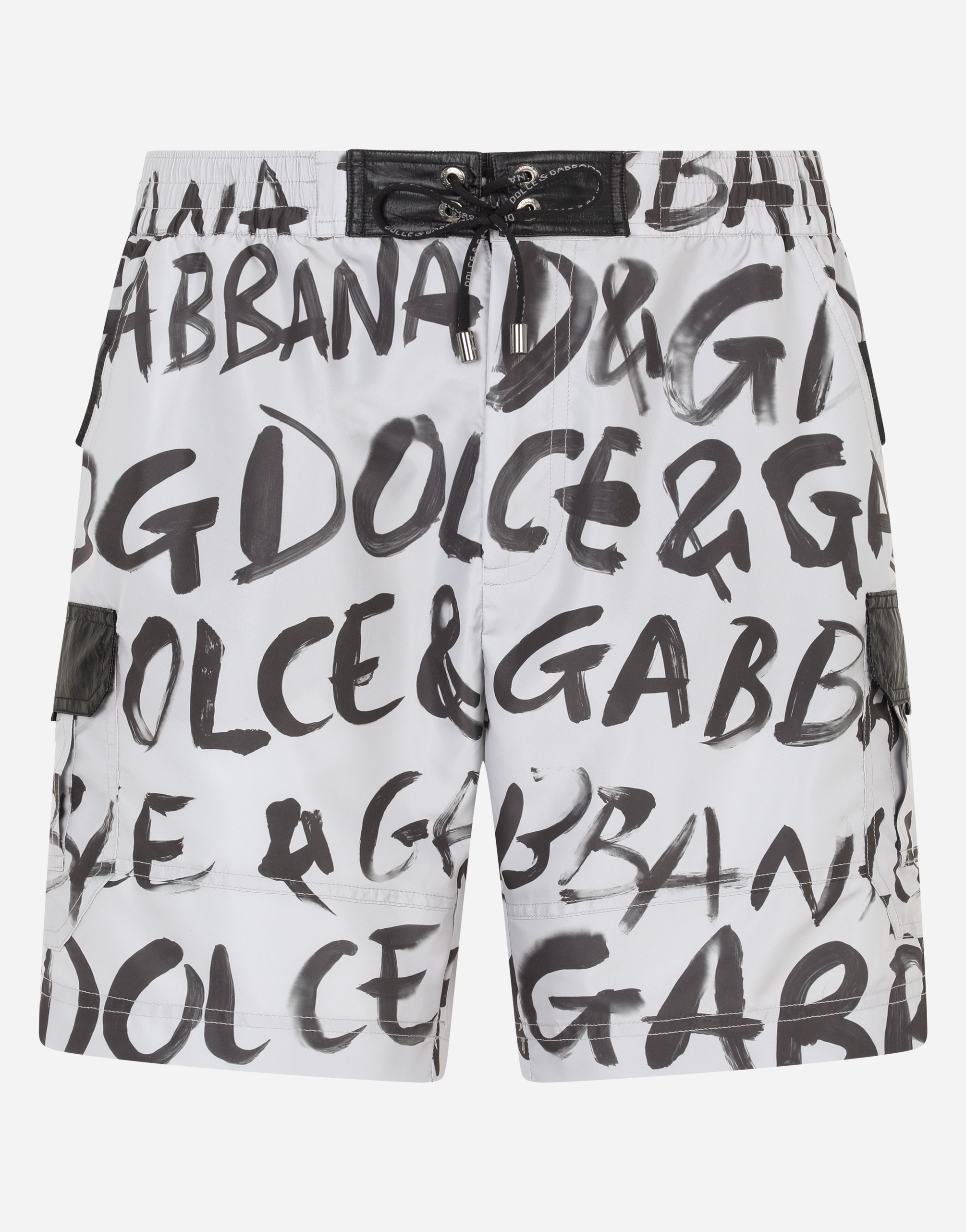 Dolce & Gabbana Mid-length Swim Trunks With Dolce&gabbana Print In Multicolor