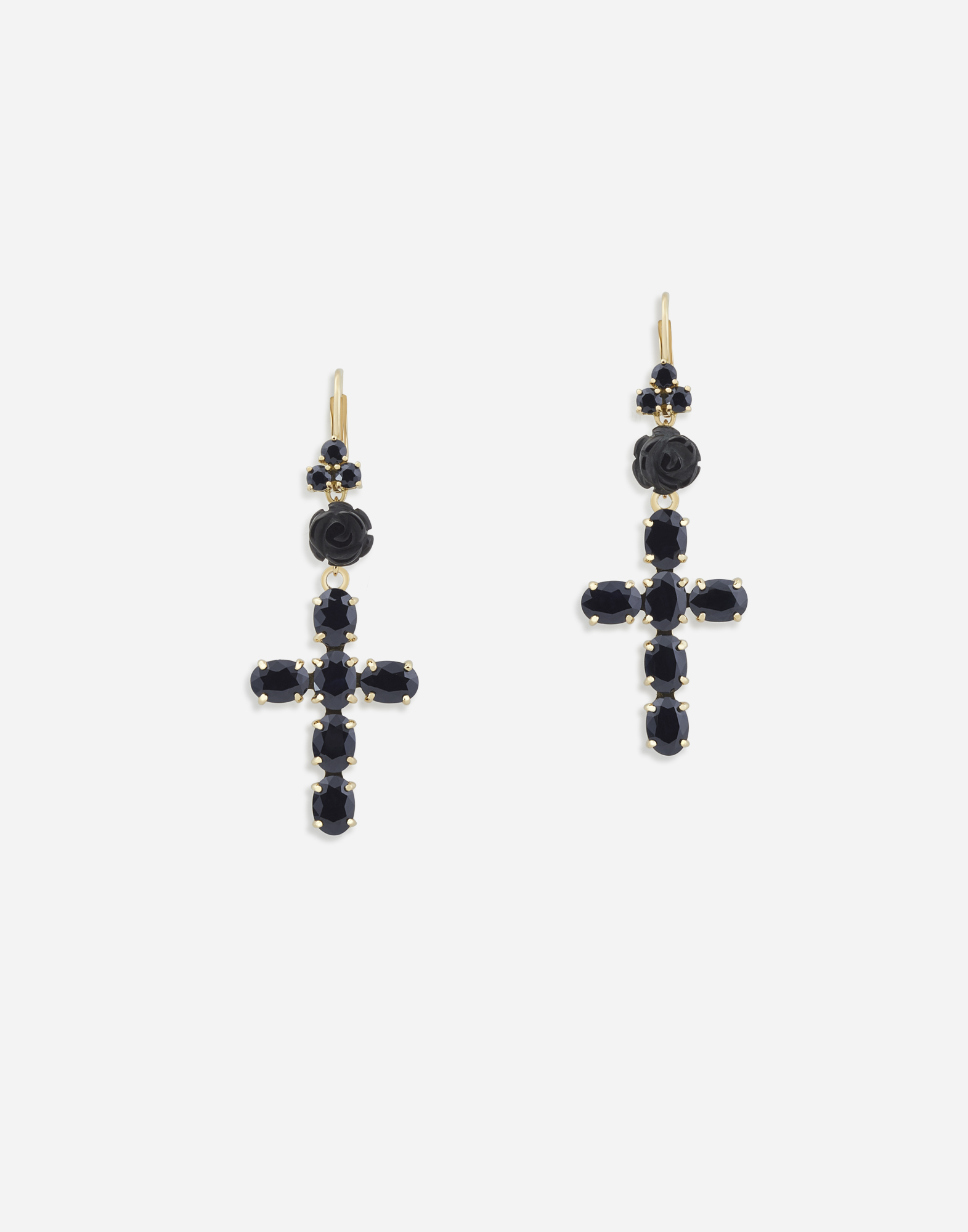 Devotion earrings in yellow gold with black sapphires in Gold/Black