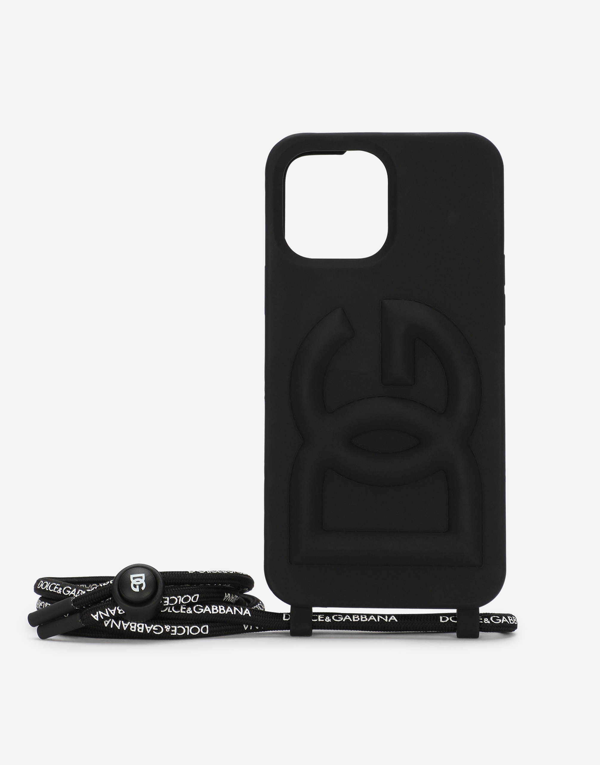 Rubber iPhone 13 Pro Max cover with embossed logo in Black