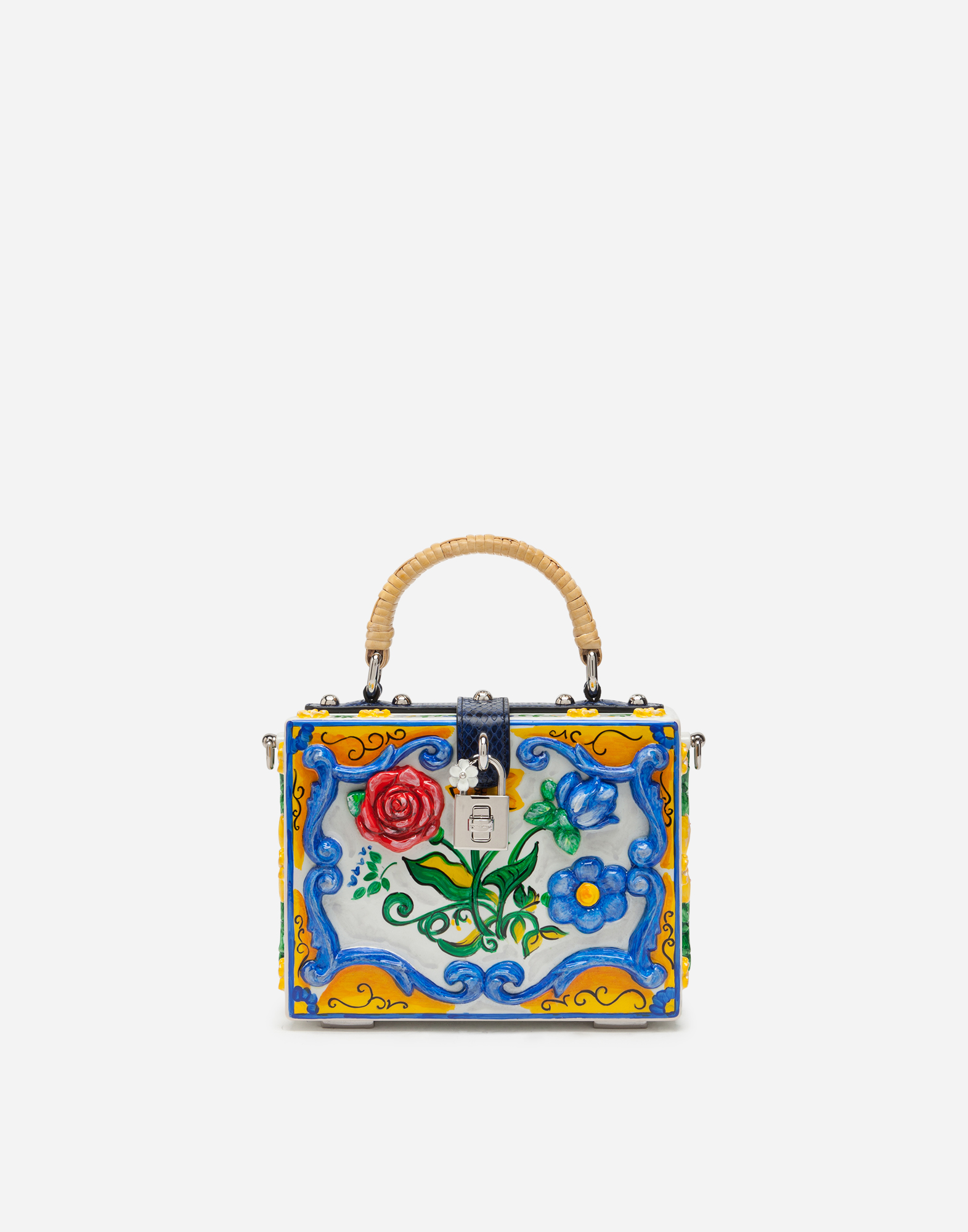 Dolce Box bag in hand-painted majolica wood in Multicolor