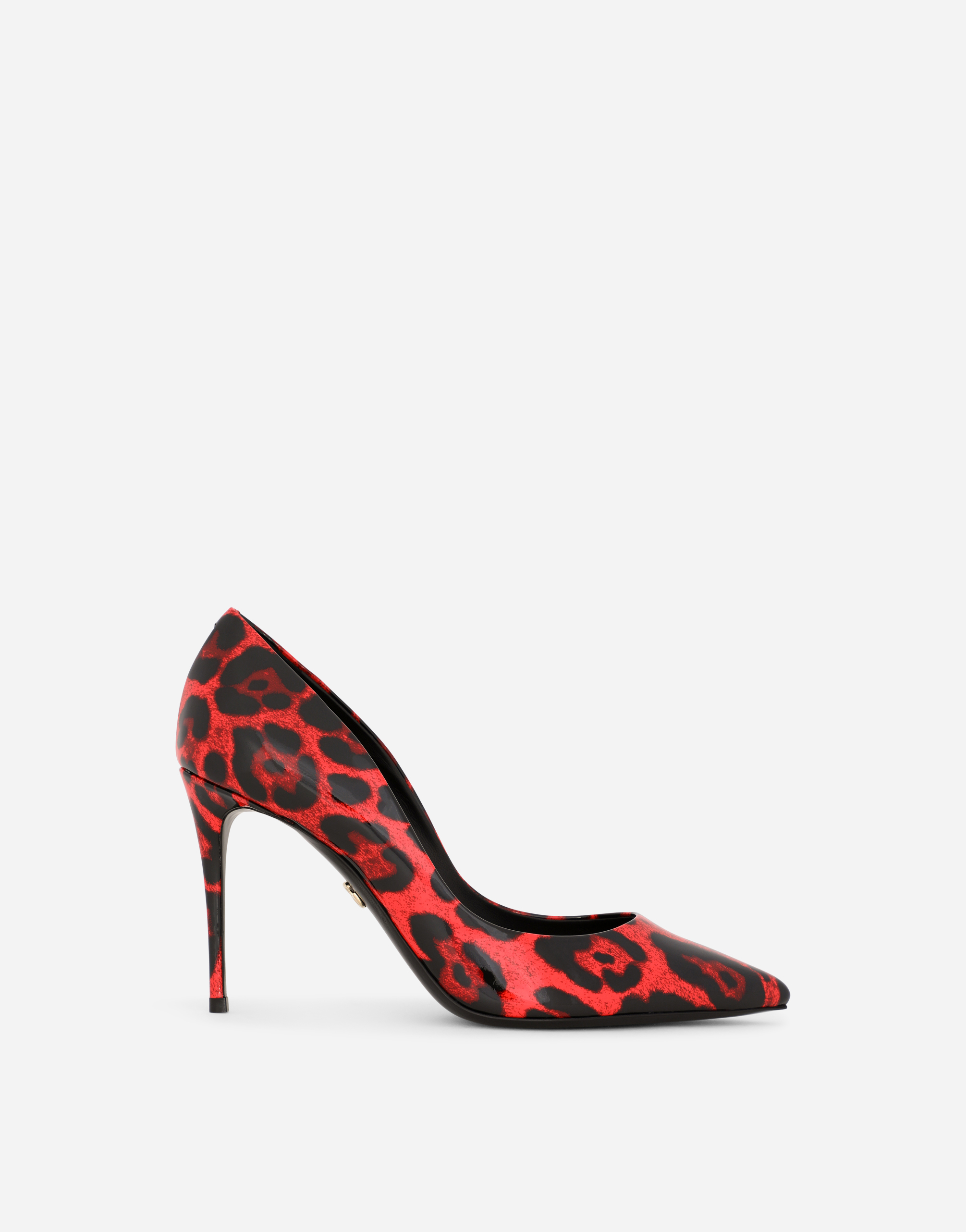 Pumps in red leopard-print patent leather in Multicolor