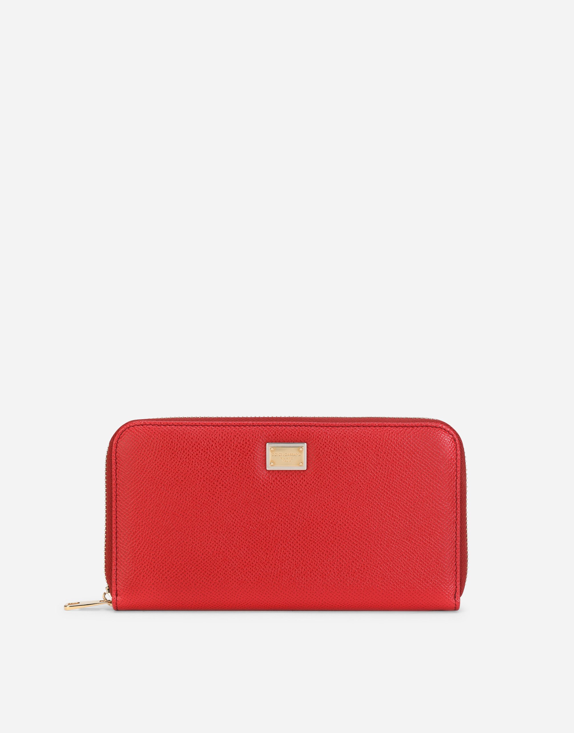 Dauphine leather zip-around wallet in Red