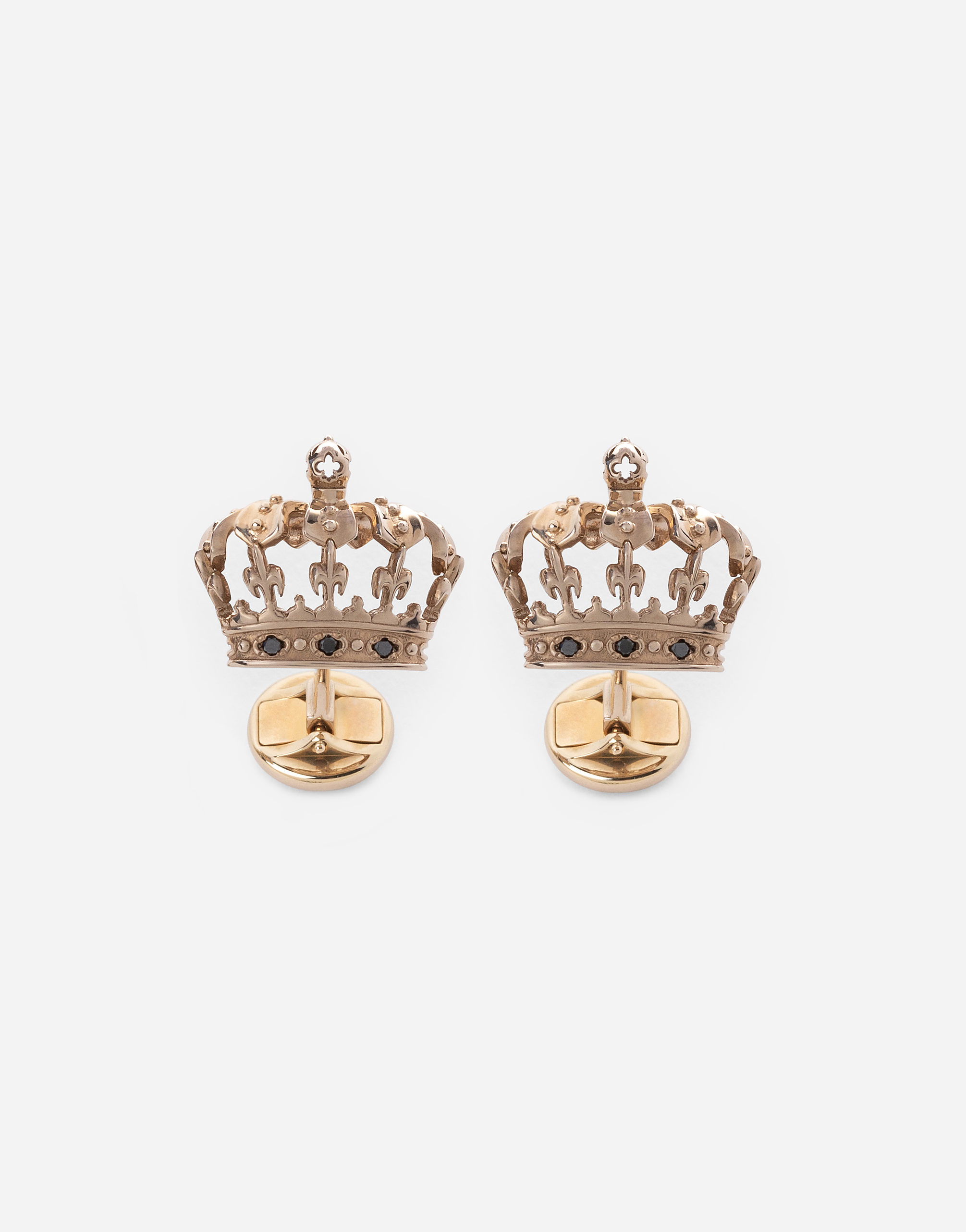 ホワイトゴールドのメンズ Crown カフリンクス ホワイトゴールド ブラックダイヤモンド | Dolce&Gabbana®