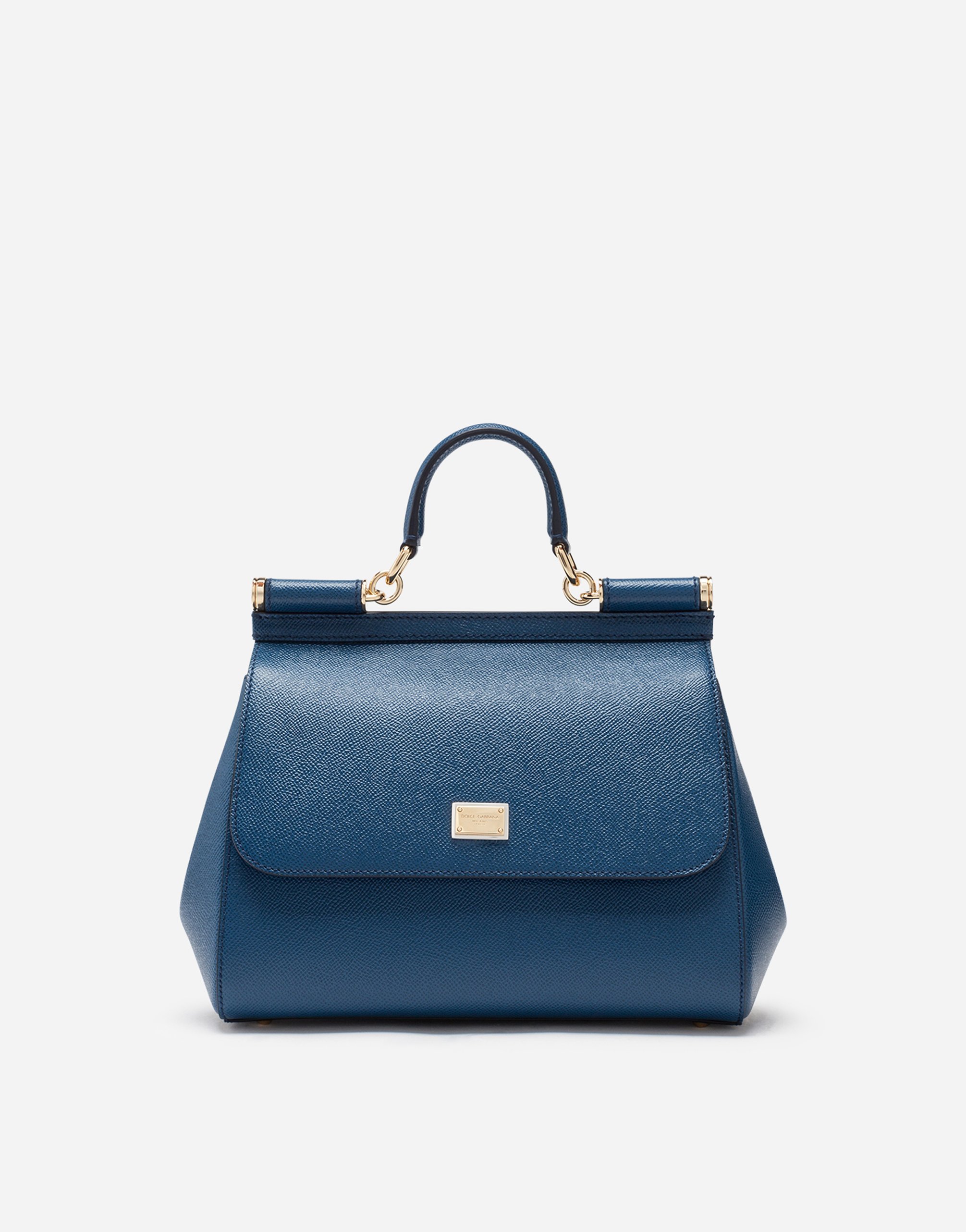 Medium Sicily handbag in dauphine leather  in Blue