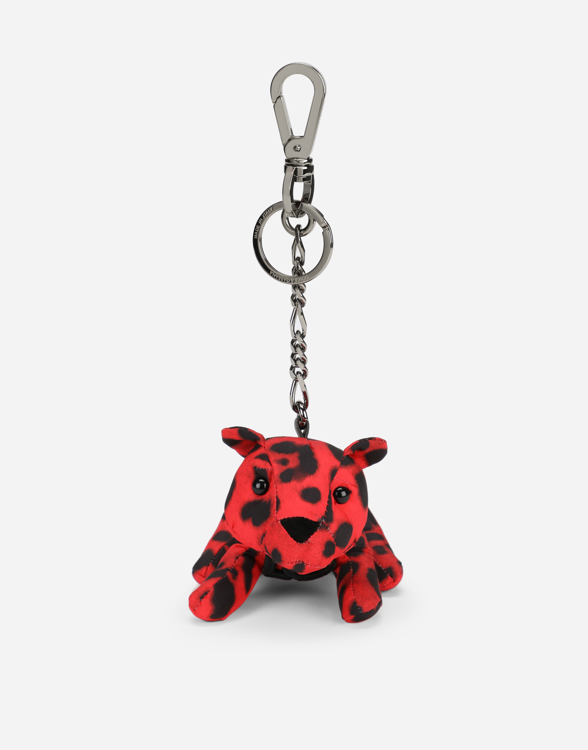 Leopard-print nylon keychain in Multicolor