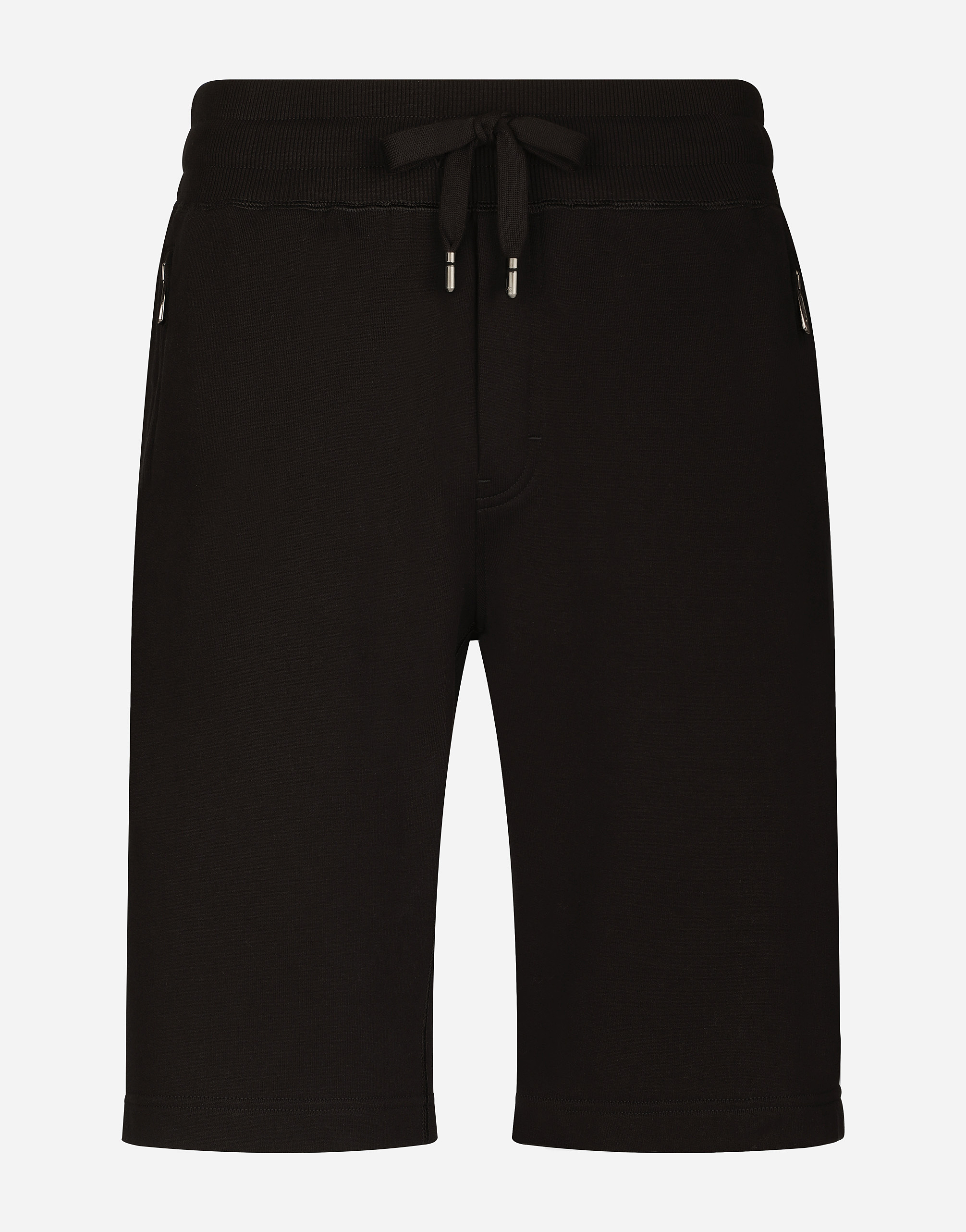 Jersey jogging shorts with logo tag in Black