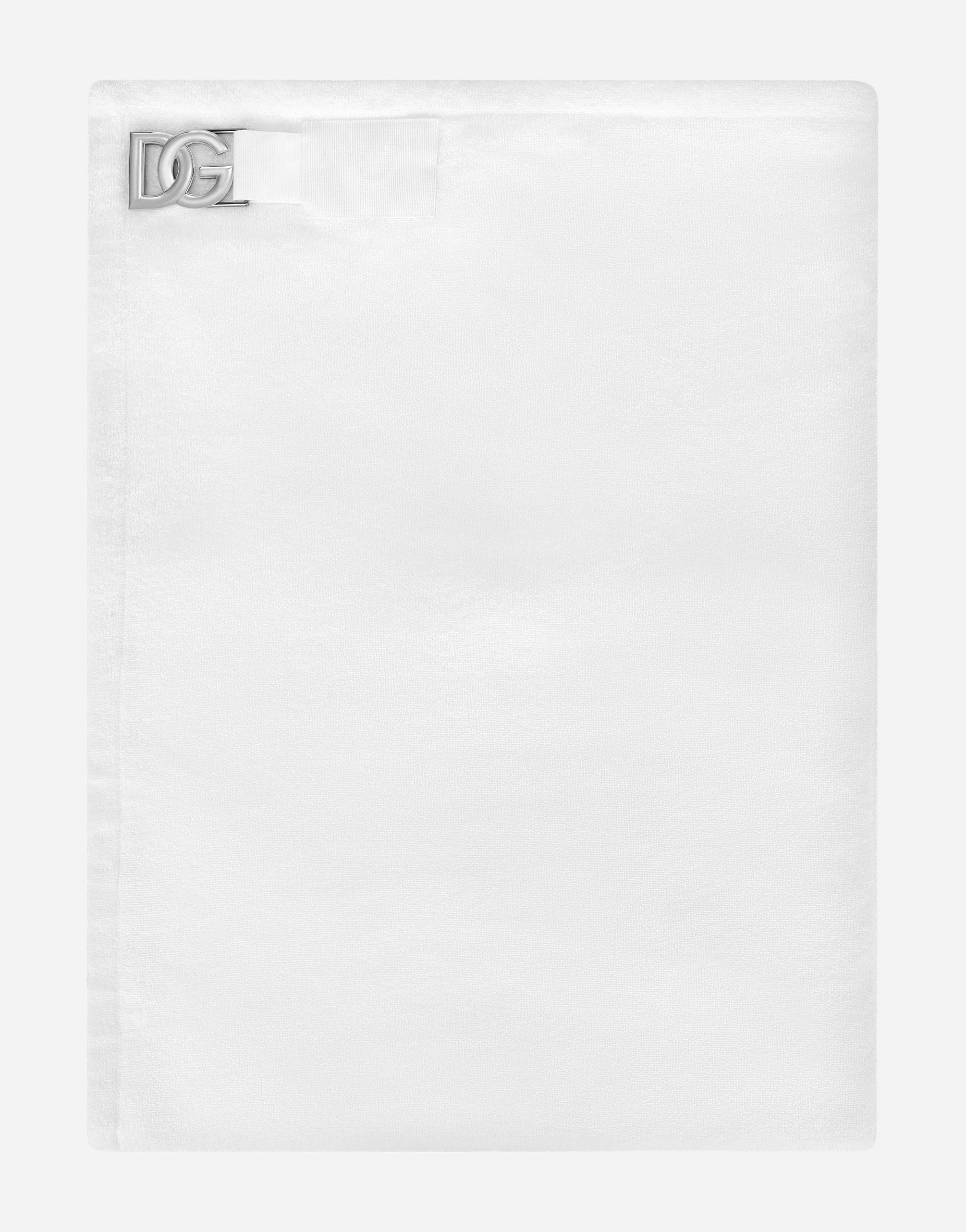 Cotton jacquard beach towel with DG Monogram in White