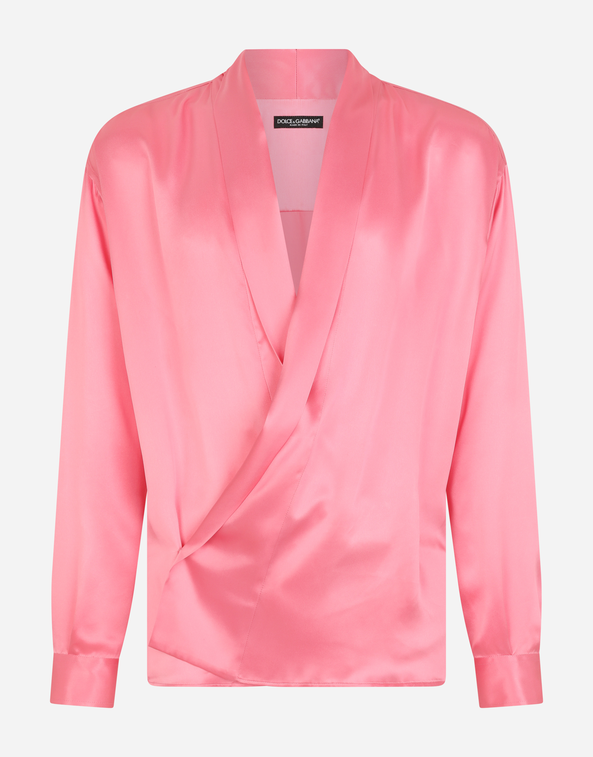 Oversize silk satin shirt in Pink