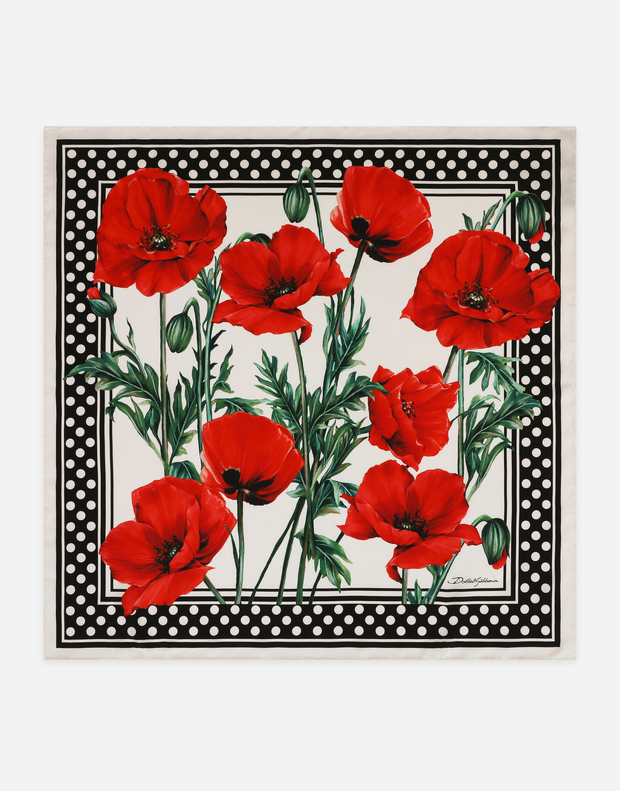 Carnation-print twill scarf (70 x 70) in Multicolor