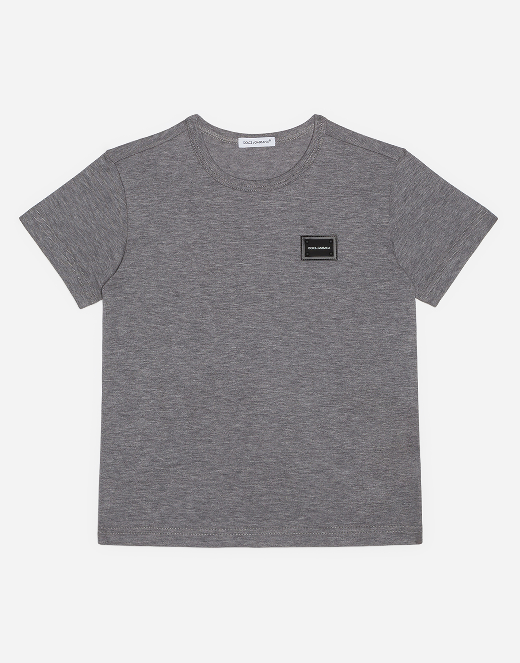 Jersey T-shirt with logo tag in Grey