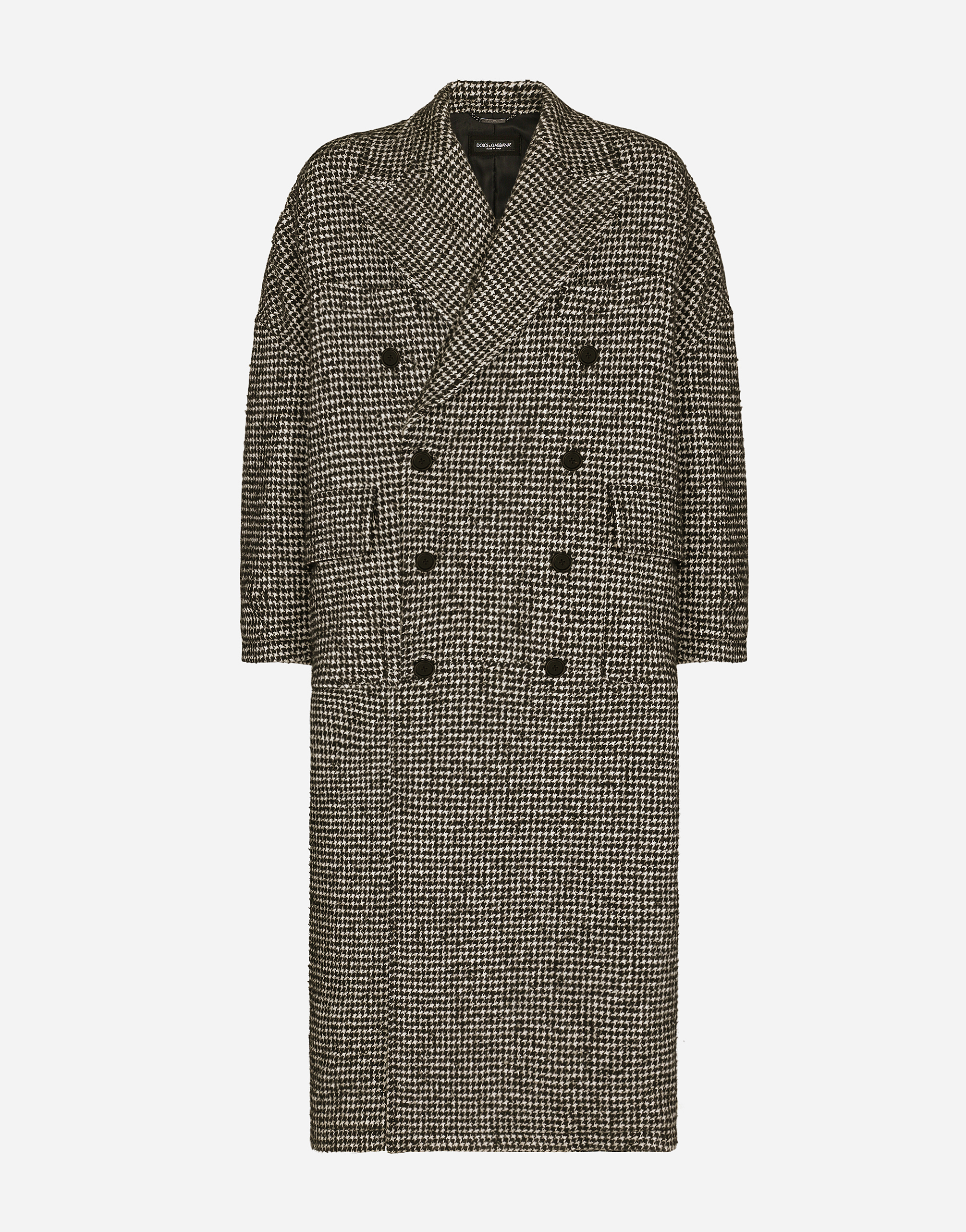 Double-breasted wool houndstooth coat in Multicolor
