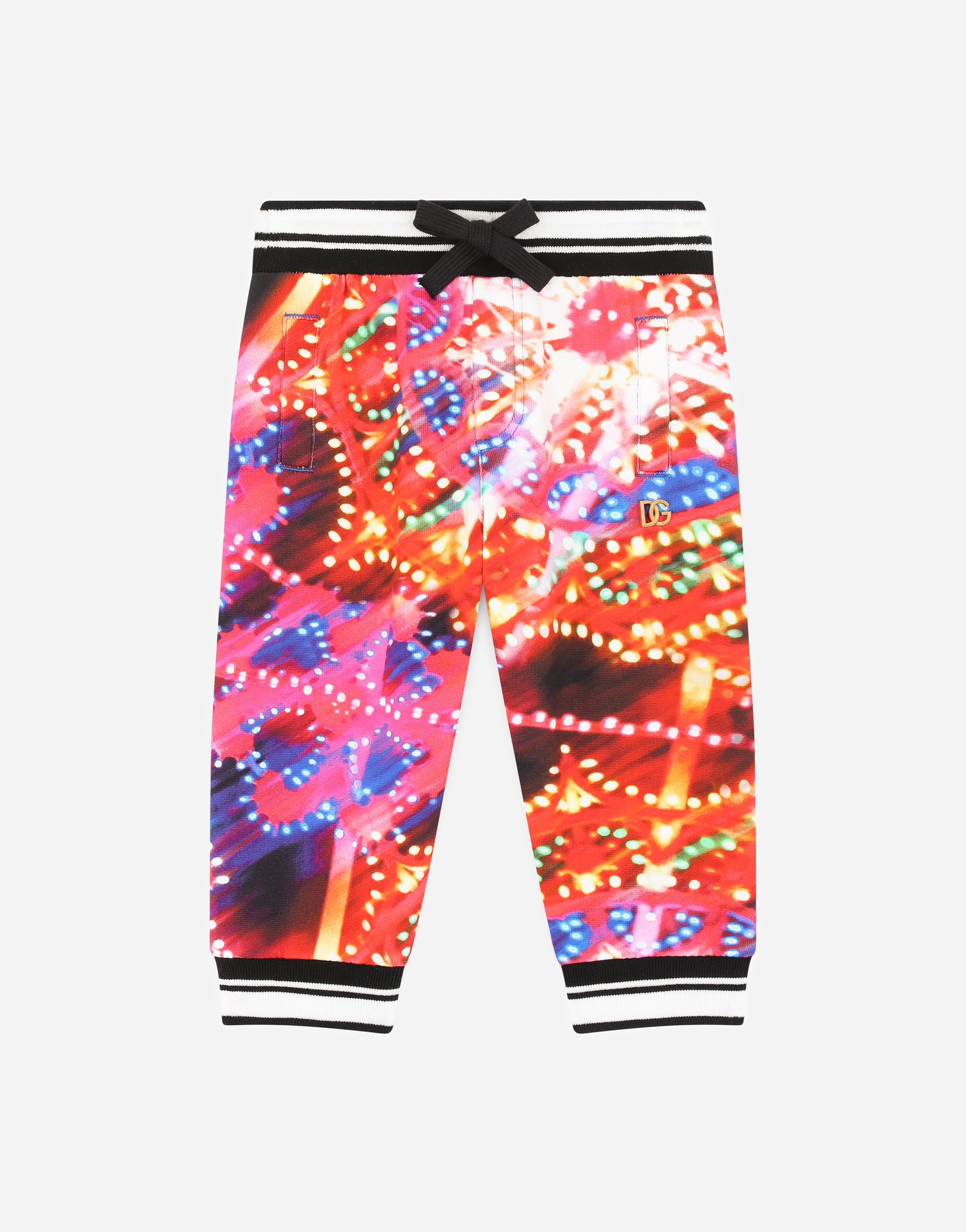 Jersey jogging pants with illumination print in Multicolor