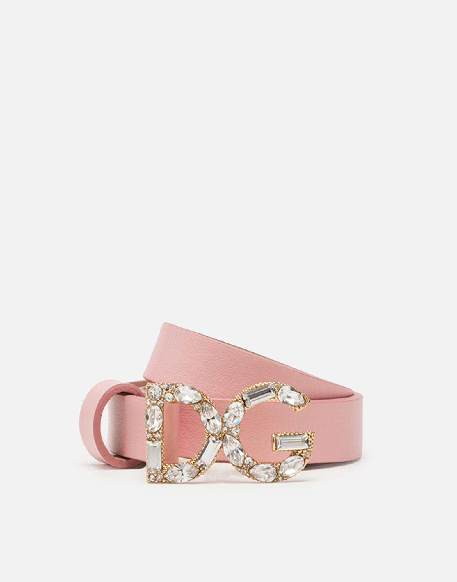 Nappa leather belt with DG buckle in Pink