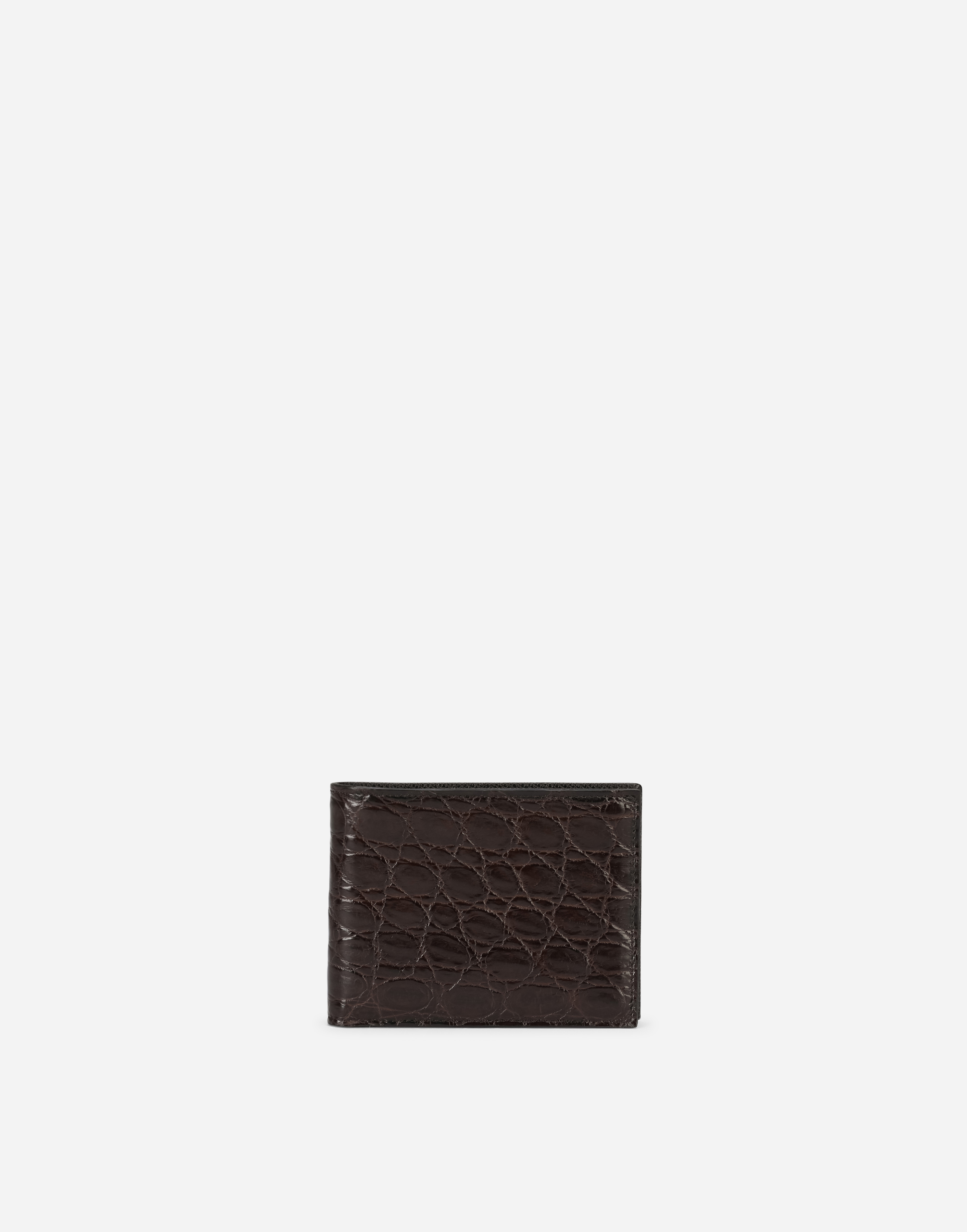 Bifold wallet in crocodile flank leather in Brown