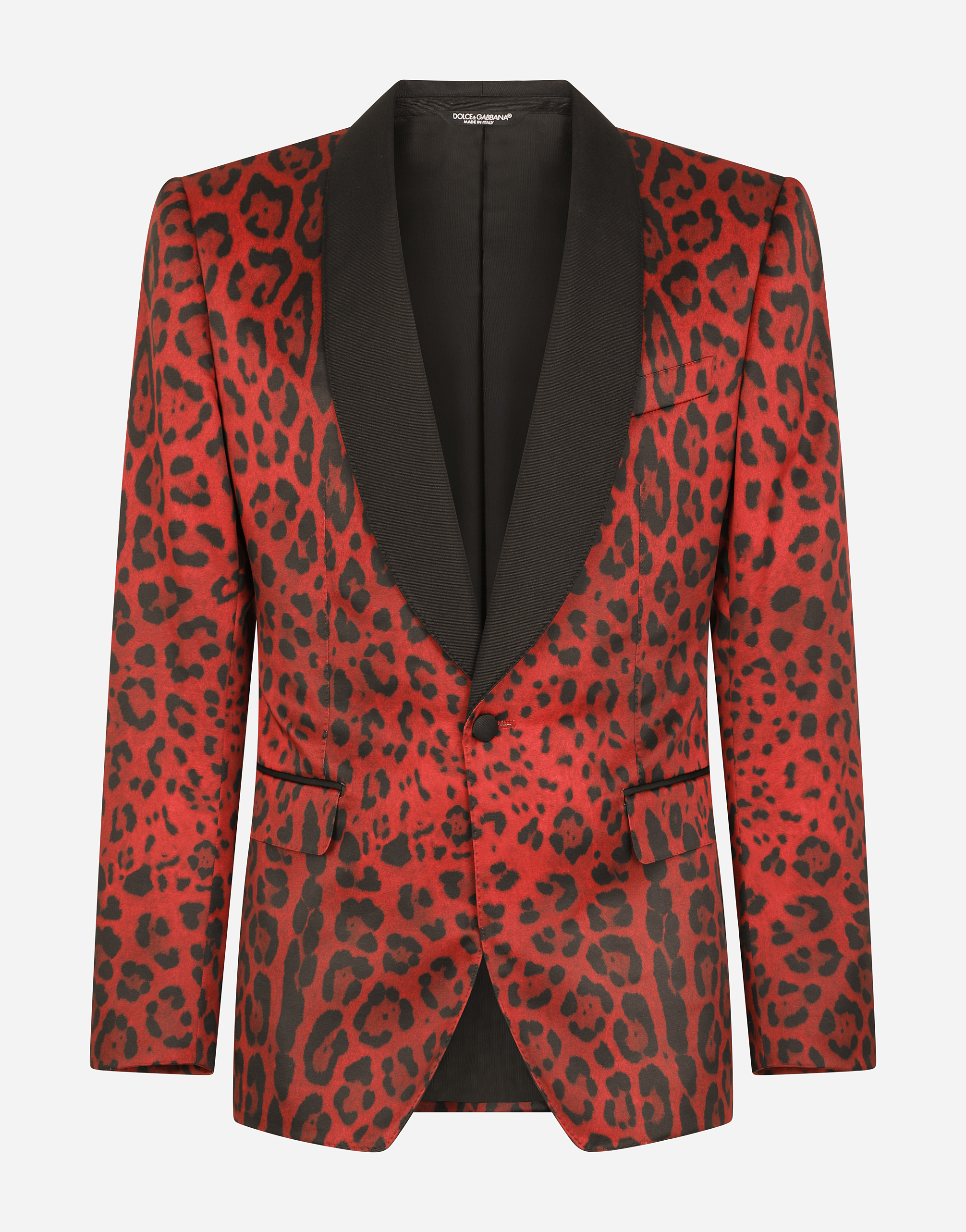 Leopard-print satin Sicilia-fit tuxedo jacket in Multicolor